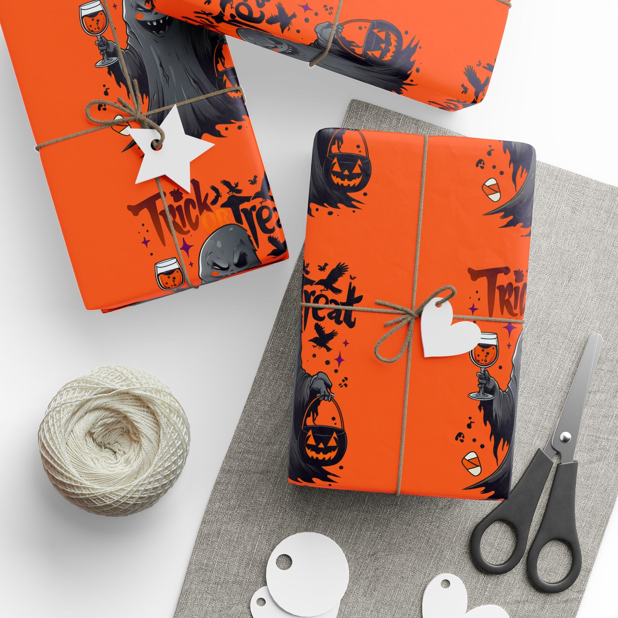Halloween Wrapping Paper for Unique Gifts, Spooky Decor, Trick-or-Treat, Halloween Party, Ghost Gifts, Festive Packaging, Orange Design