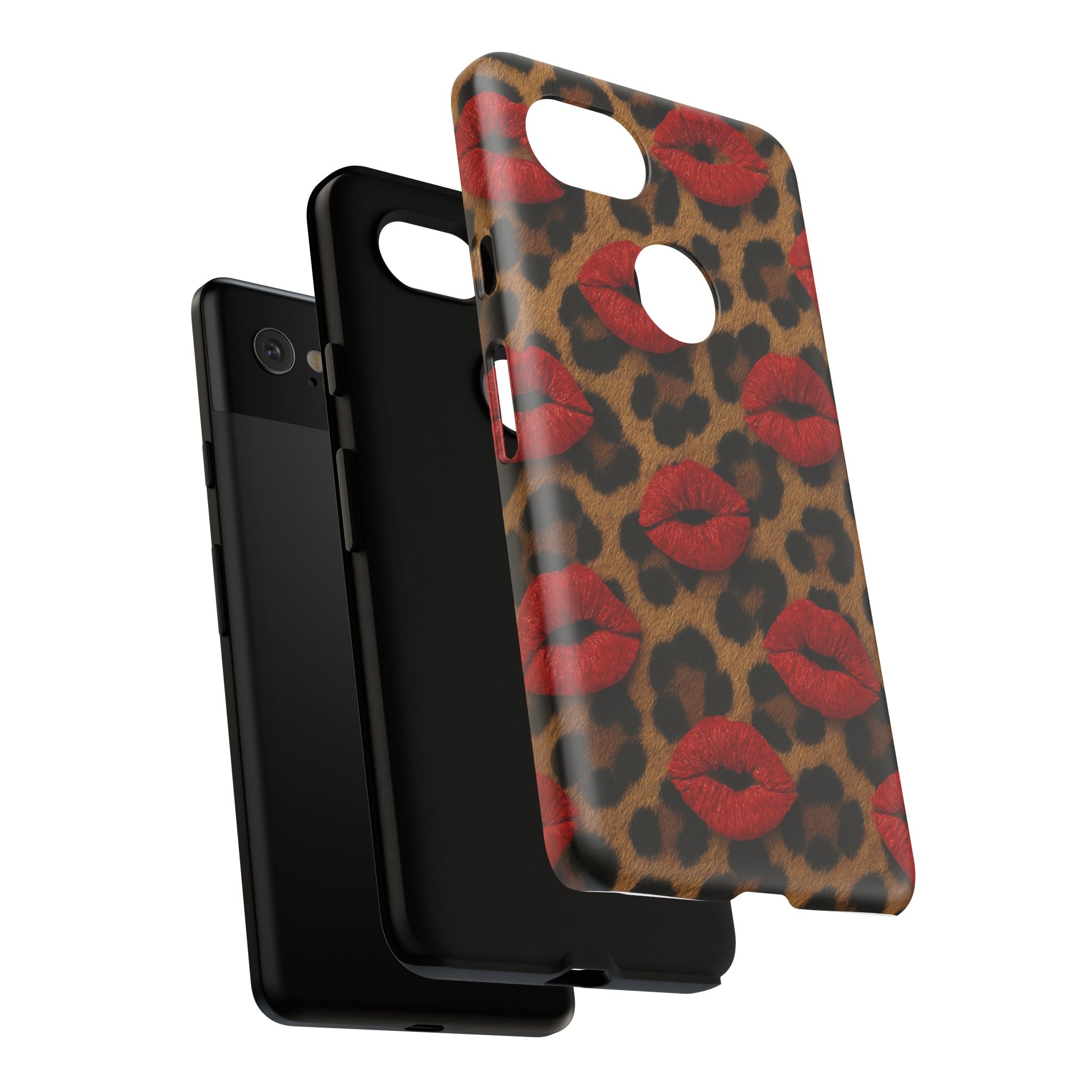Leopard Kiss Phone Case, Trendy Tough Cases for iPhone, Fashionable Phone Accessory, Stylish Gift for Her, Birthday Present