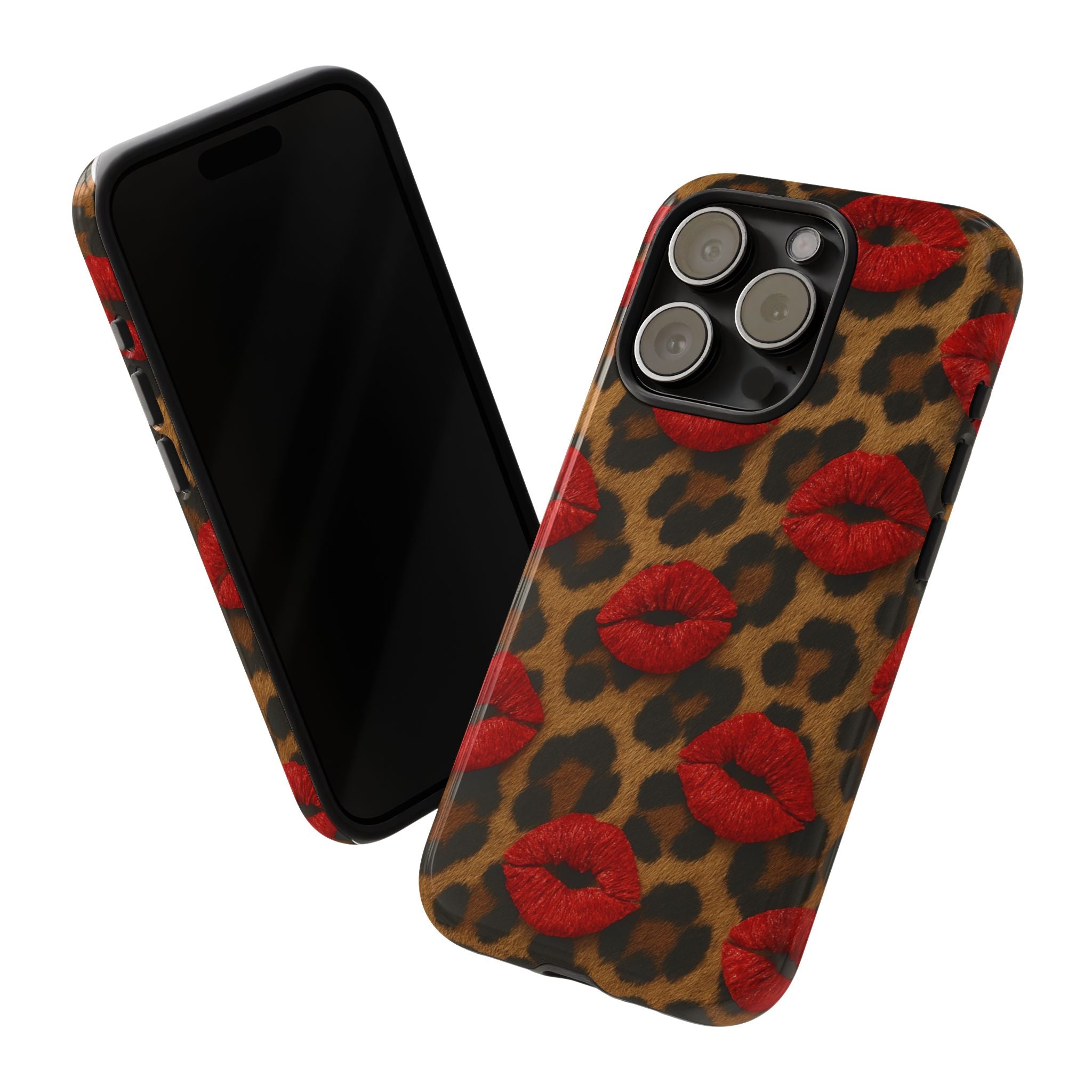 Leopard Kiss Phone Case, Trendy Tough Cases for iPhone, Fashionable Phone Accessory, Stylish Gift for Her, Birthday Present