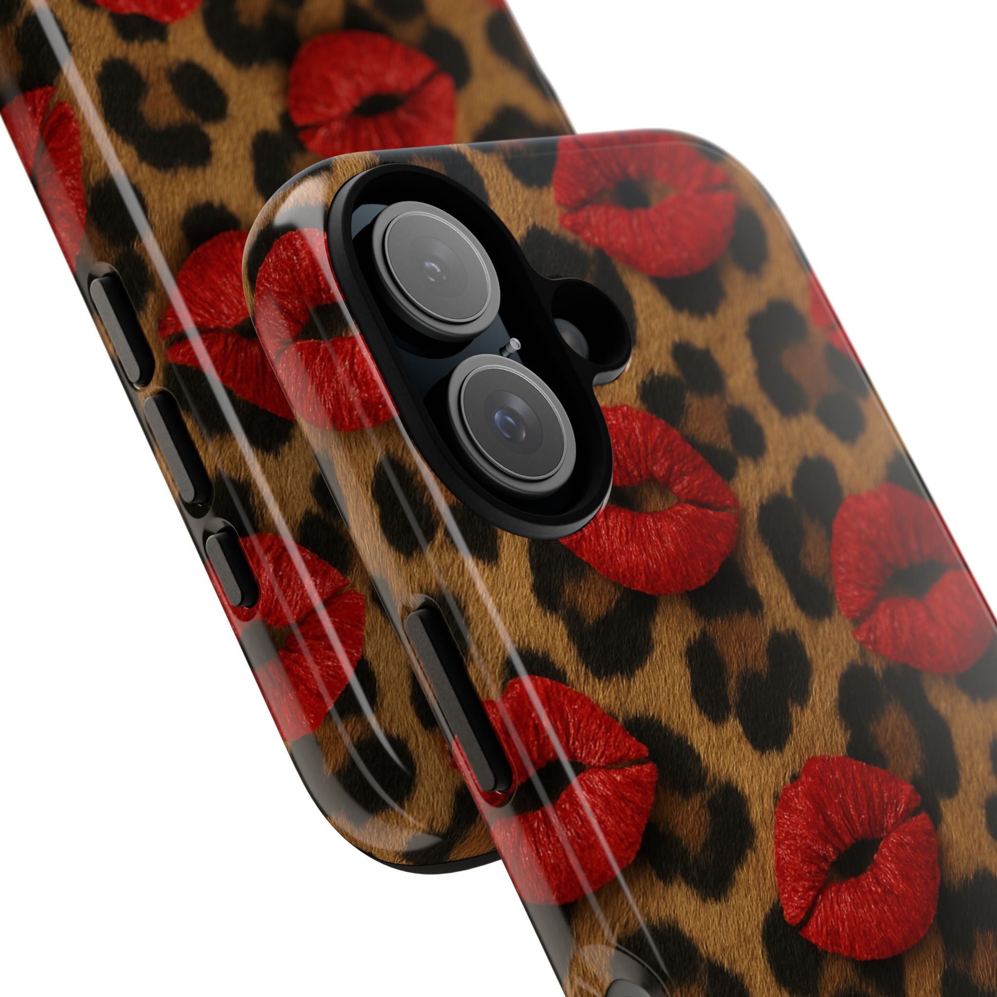 Leopard Kiss Phone Case, Trendy Tough Cases for iPhone, Fashionable Phone Accessory, Stylish Gift for Her, Birthday Present