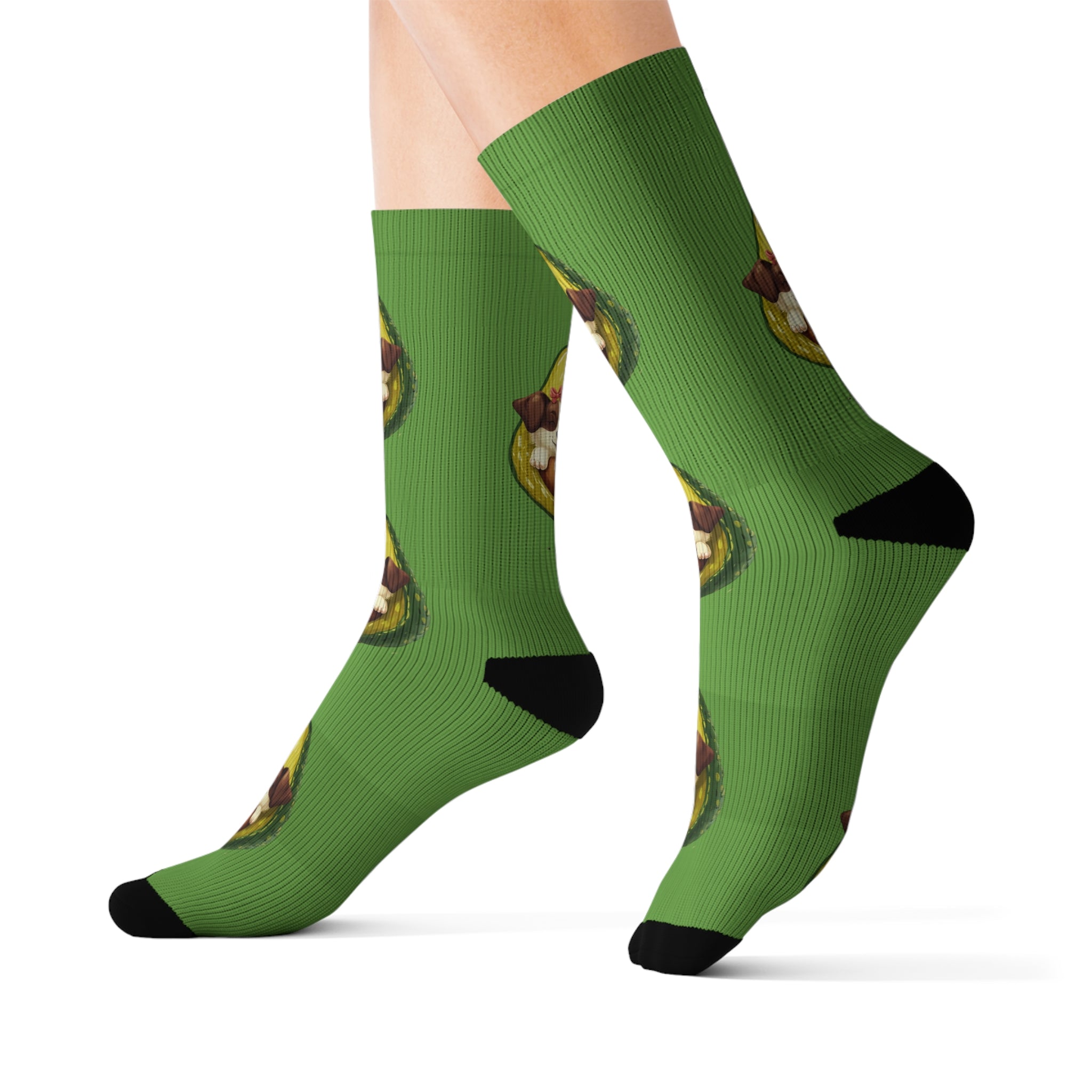 Avocado Dog Sublimation Socks | Fun Gift for  Quirky Fashion Statement, Comfy Home Wear, Unique Birthday Present, Trendy Socks, Bedtime, PJ's