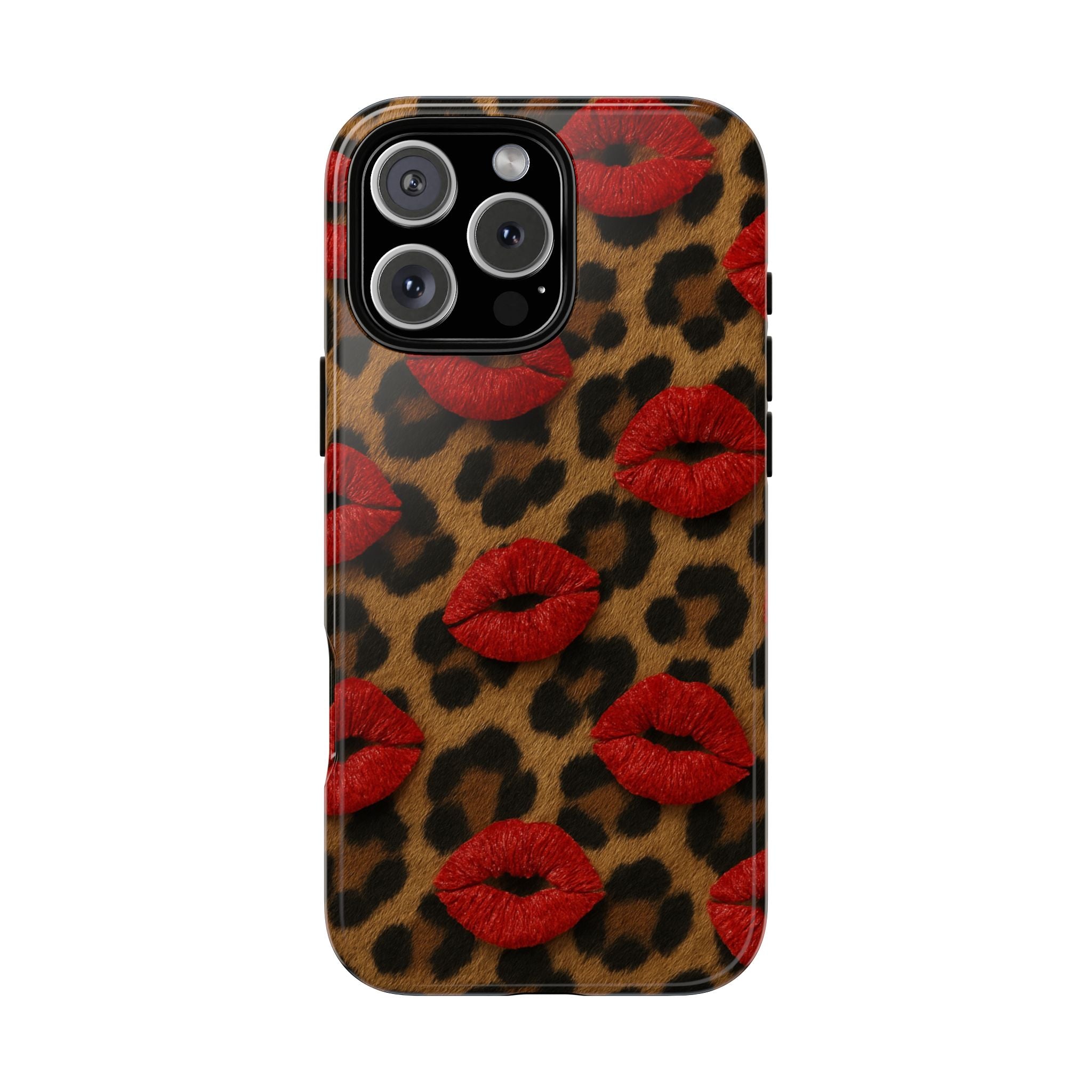 Leopard Kiss Phone Case, Trendy Tough Cases for iPhone, Fashionable Phone Accessory, Stylish Gift for Her, Birthday Present