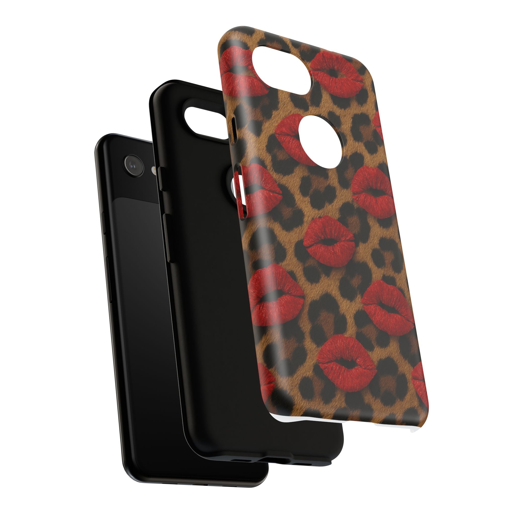 Leopard Kiss Phone Case, Trendy Tough Cases for iPhone, Fashionable Phone Accessory, Stylish Gift for Her, Birthday Present