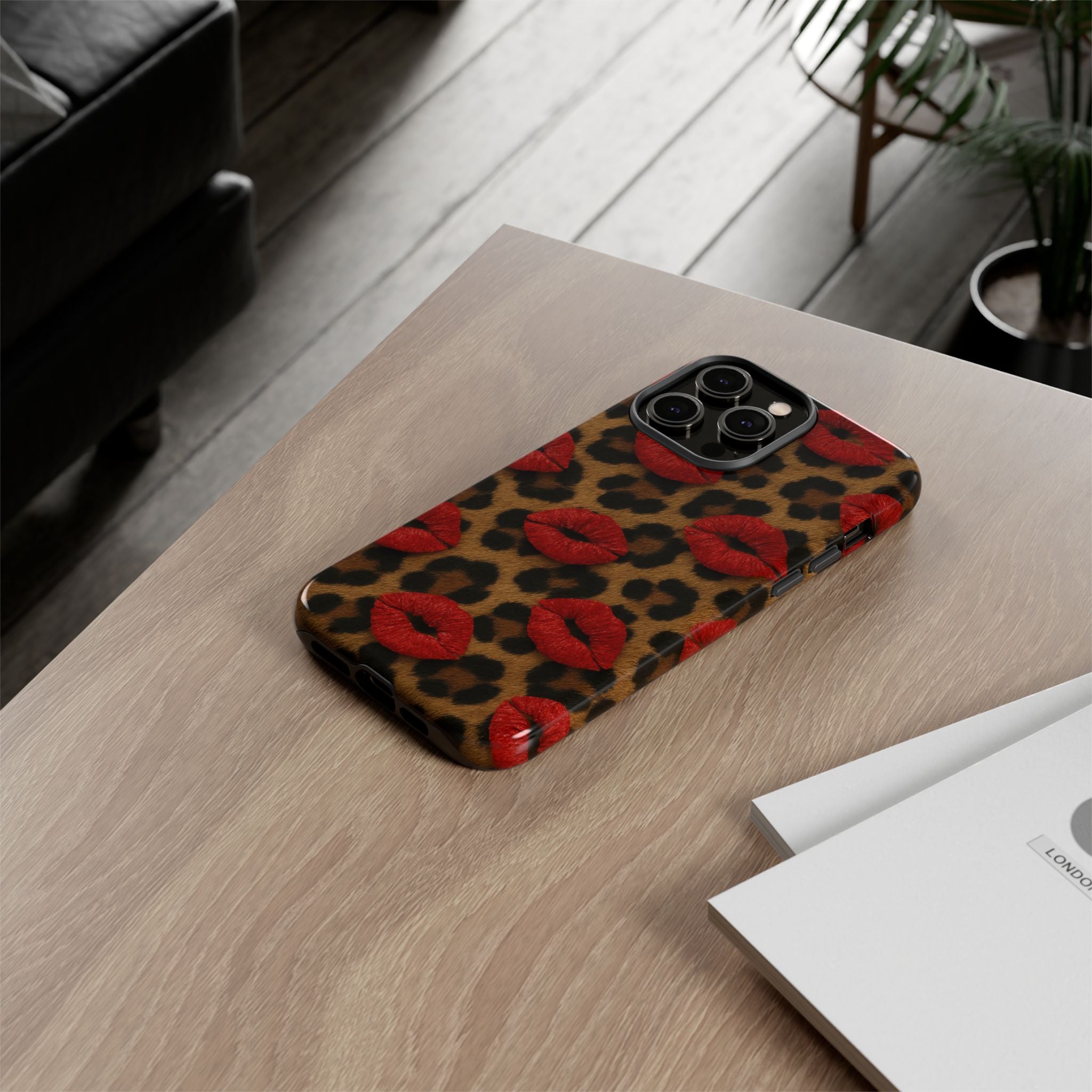 Leopard Kiss Phone Case, Trendy Tough Cases for iPhone, Fashionable Phone Accessory, Stylish Gift for Her, Birthday Present