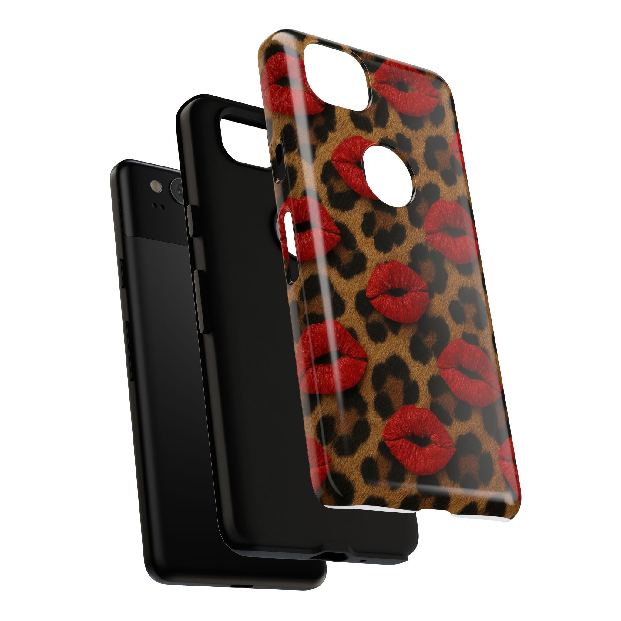 Leopard Kiss Phone Case, Trendy Tough Cases for iPhone, Fashionable Phone Accessory, Stylish Gift for Her, Birthday Present