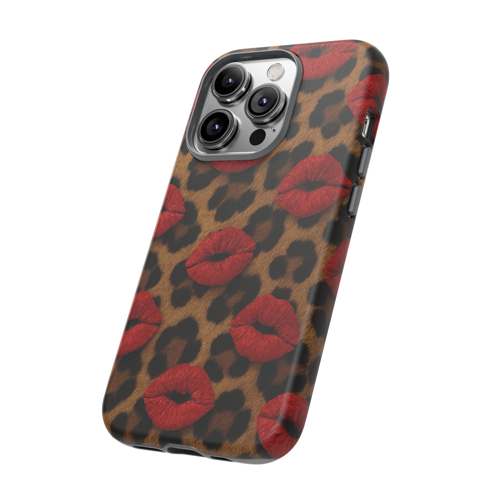 Leopard Kiss Phone Case, Trendy Tough Cases for iPhone, Fashionable Phone Accessory, Stylish Gift for Her, Birthday Present