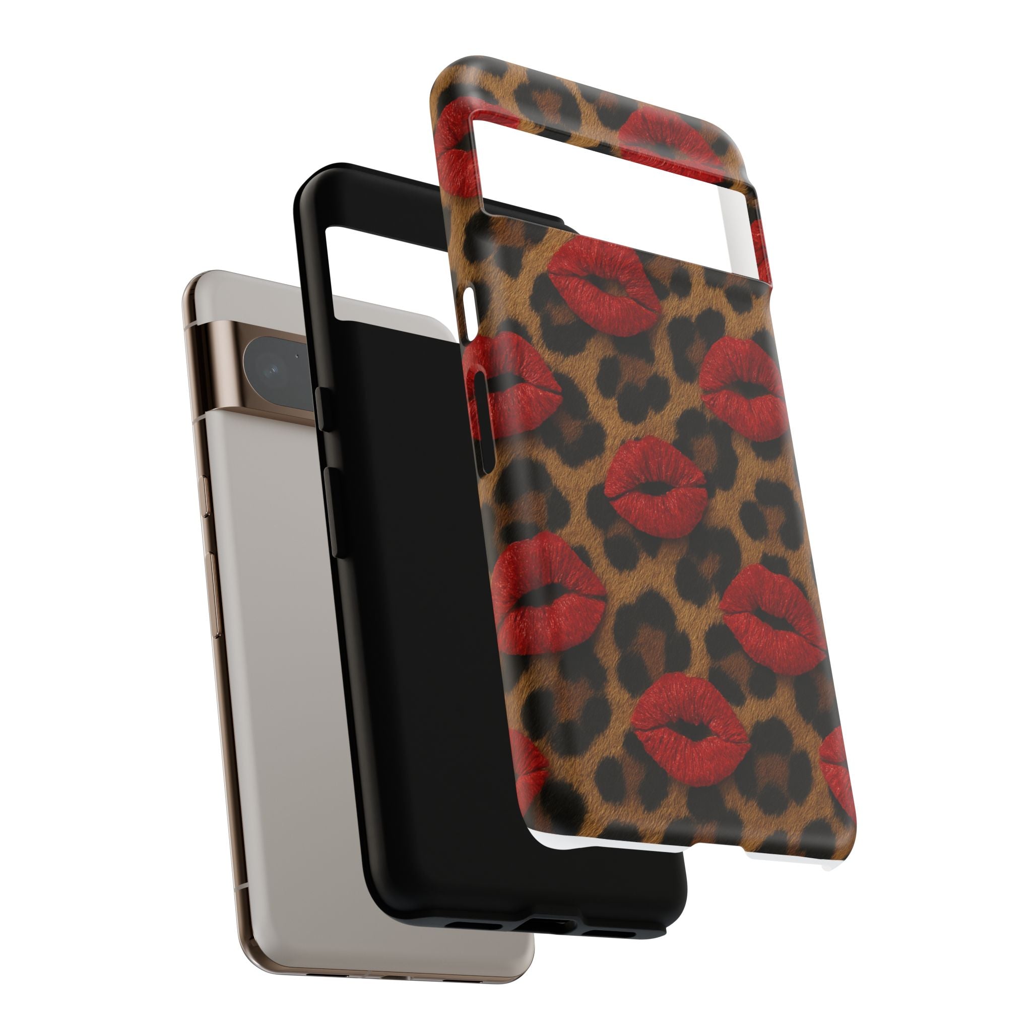 Leopard Kiss Phone Case, Trendy Tough Cases for iPhone, Fashionable Phone Accessory, Stylish Gift for Her, Birthday Present