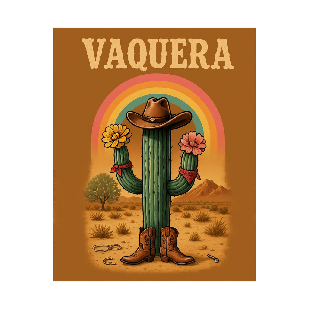 Cowboy Cactus Poster, Boho Home Decor, Southwestern Wall Art, Vaquera Theme, Colorful Saguaro Print