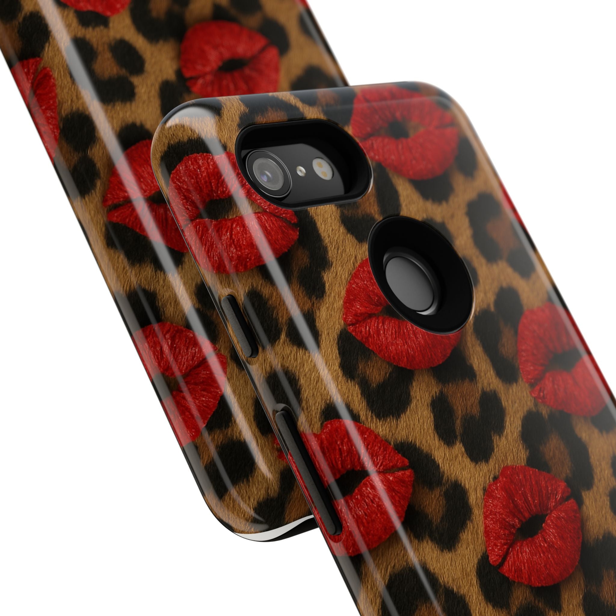 Leopard Kiss Phone Case, Trendy Tough Cases for iPhone, Fashionable Phone Accessory, Stylish Gift for Her, Birthday Present