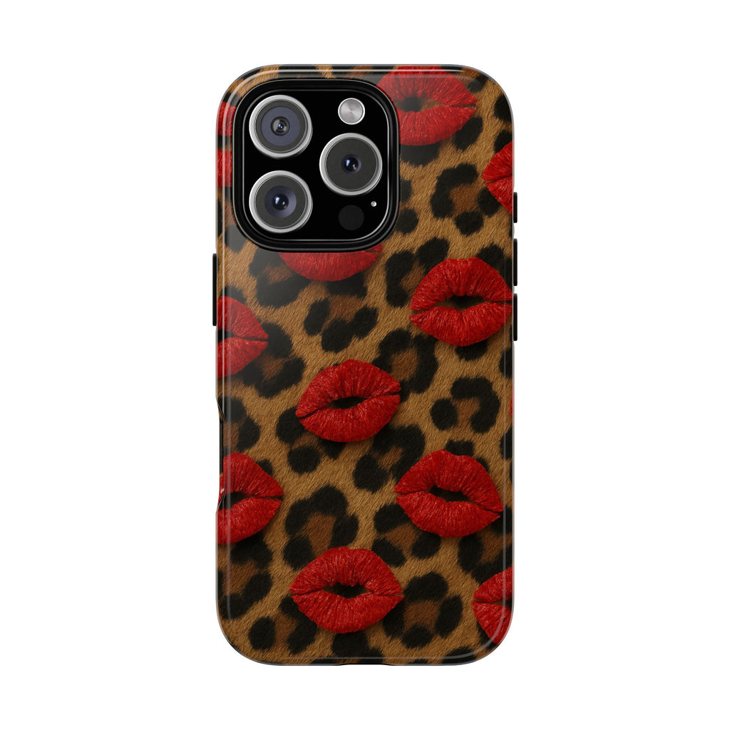 Leopard Kiss Phone Case, Trendy Tough Cases for iPhone, Fashionable Phone Accessory, Stylish Gift for Her, Birthday Present