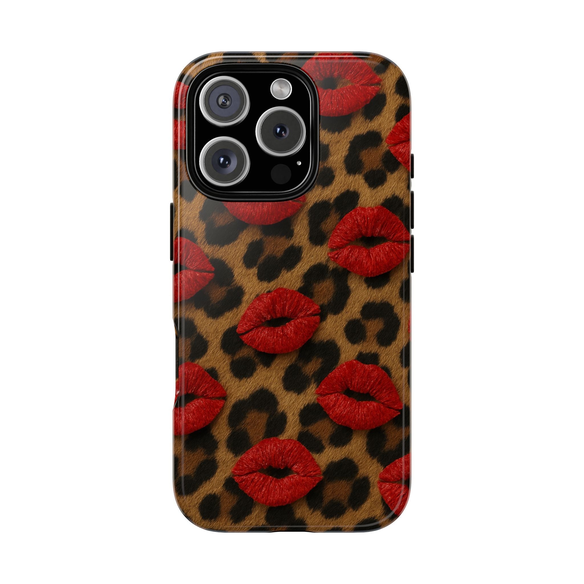 Leopard Kiss Phone Case, Trendy Tough Cases for iPhone, Fashionable Phone Accessory, Stylish Gift for Her, Birthday Present