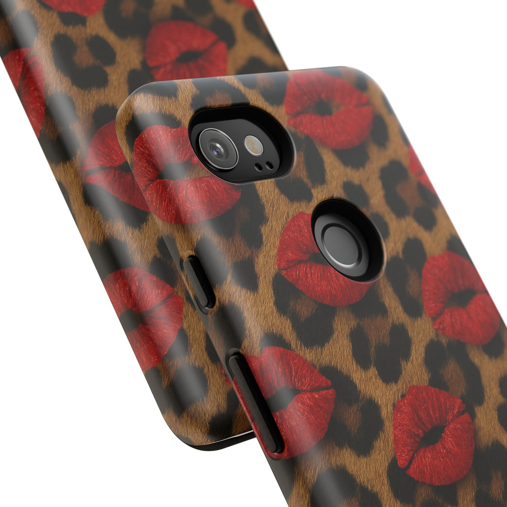 Leopard Kiss Phone Case, Trendy Tough Cases for iPhone, Fashionable Phone Accessory, Stylish Gift for Her, Birthday Present