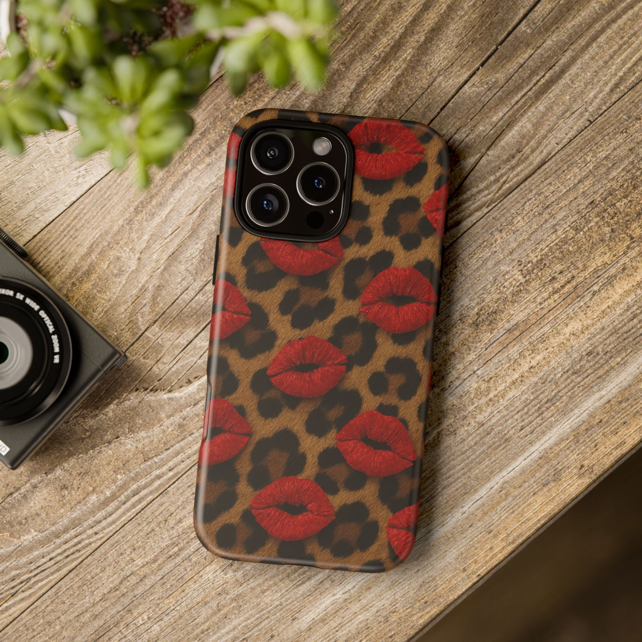 Leopard Kiss Phone Case, Trendy Tough Cases for iPhone, Fashionable Phone Accessory, Stylish Gift for Her, Birthday Present