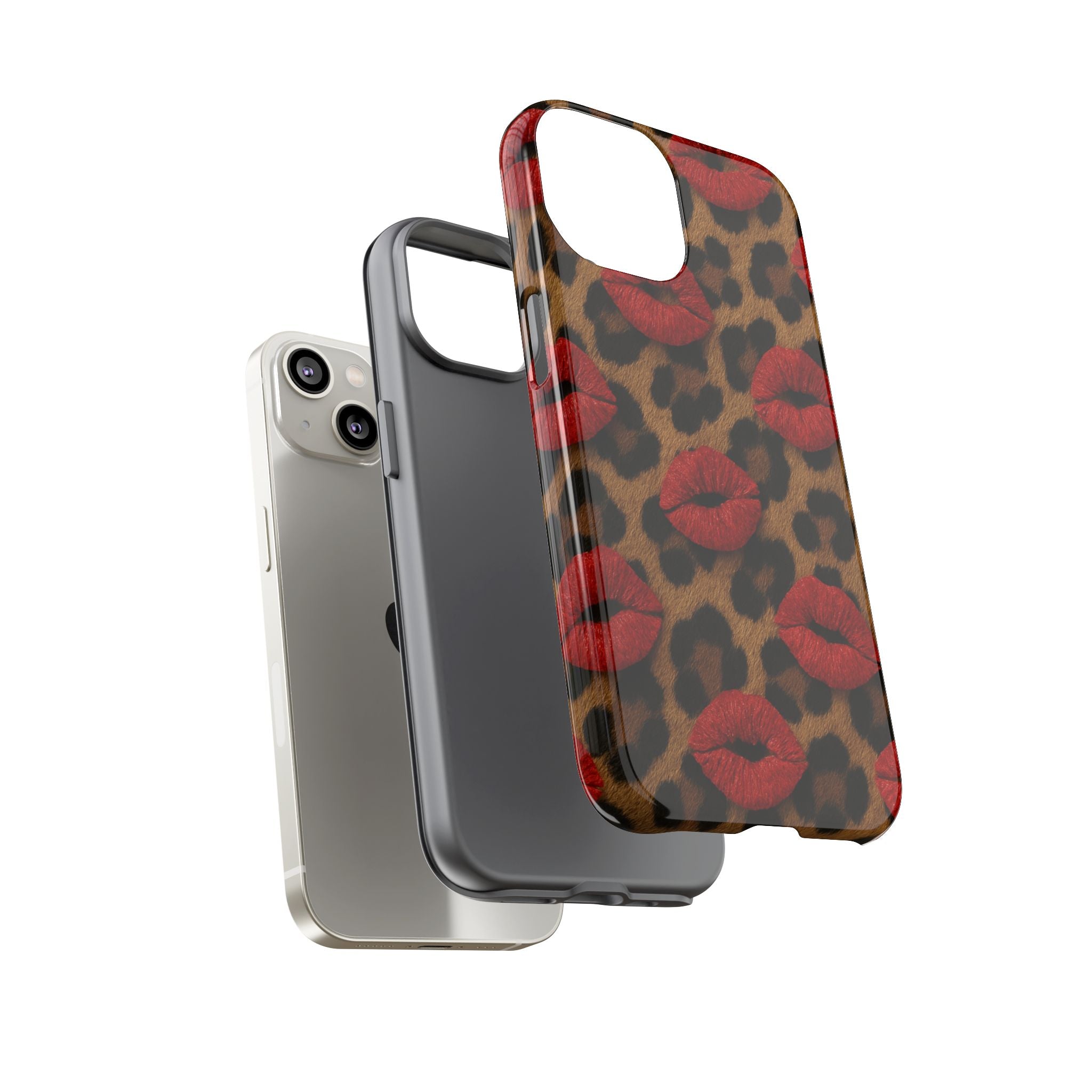 Leopard Kiss Phone Case, Trendy Tough Cases for iPhone, Fashionable Phone Accessory, Stylish Gift for Her, Birthday Present