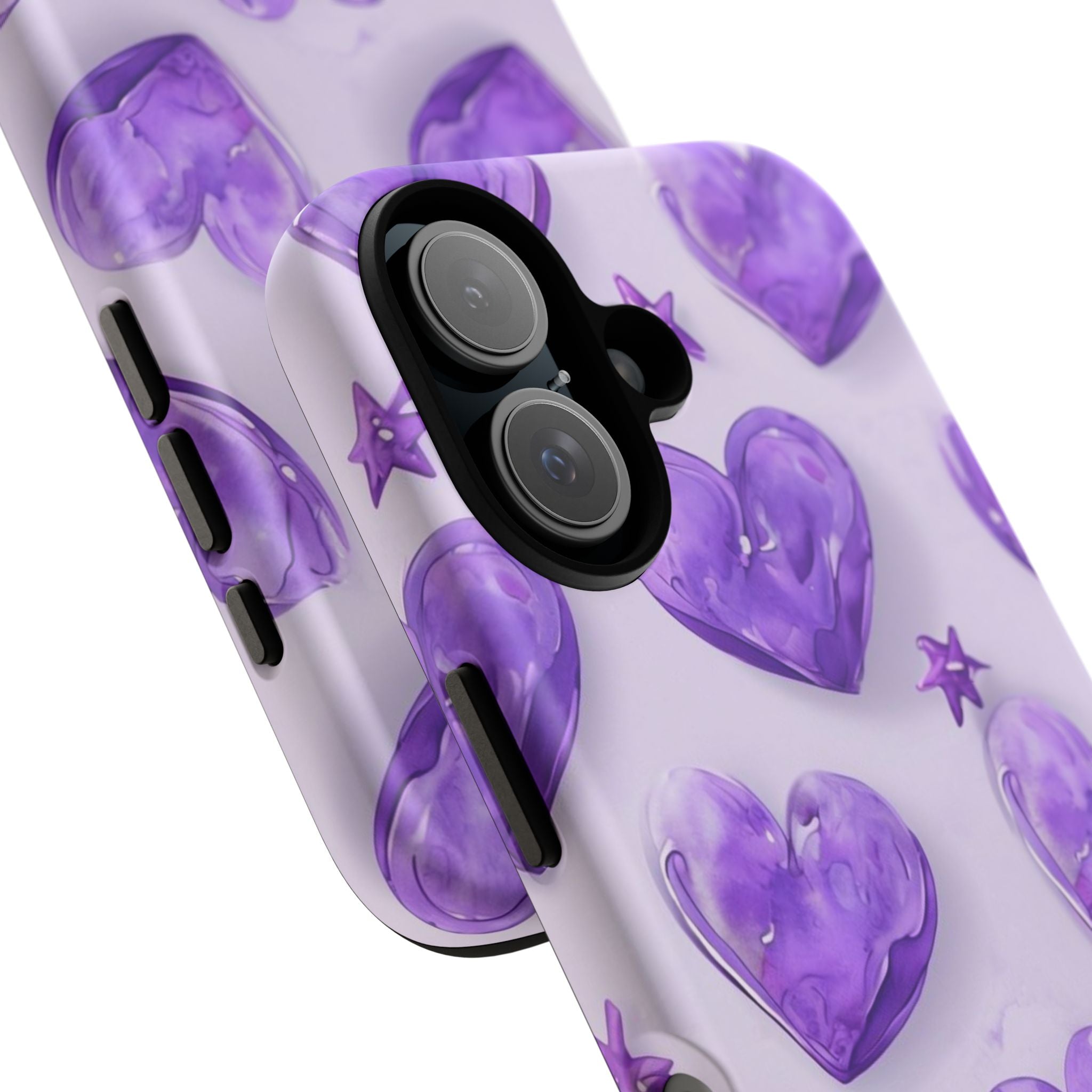 Purple Heart Phone Case, Tough Cases, Cute Tech Accessory, Gifts for Her, Trendy Phone Cover, Valentine's Day Gift, Aesthetic Style