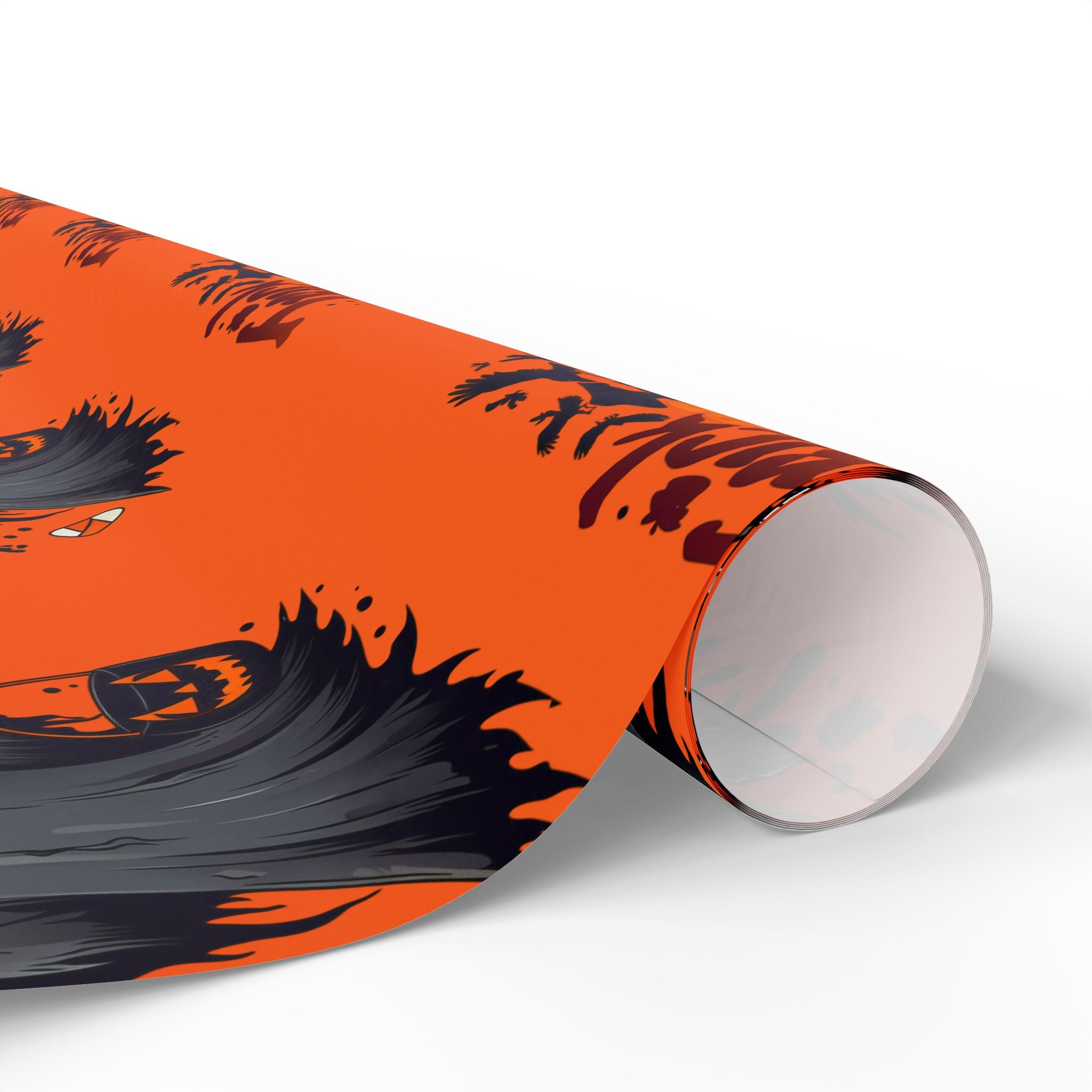 Halloween Wrapping Paper for Unique Gifts, Spooky Decor, Trick-or-Treat, Halloween Party, Ghost Gifts, Festive Packaging, Orange Design