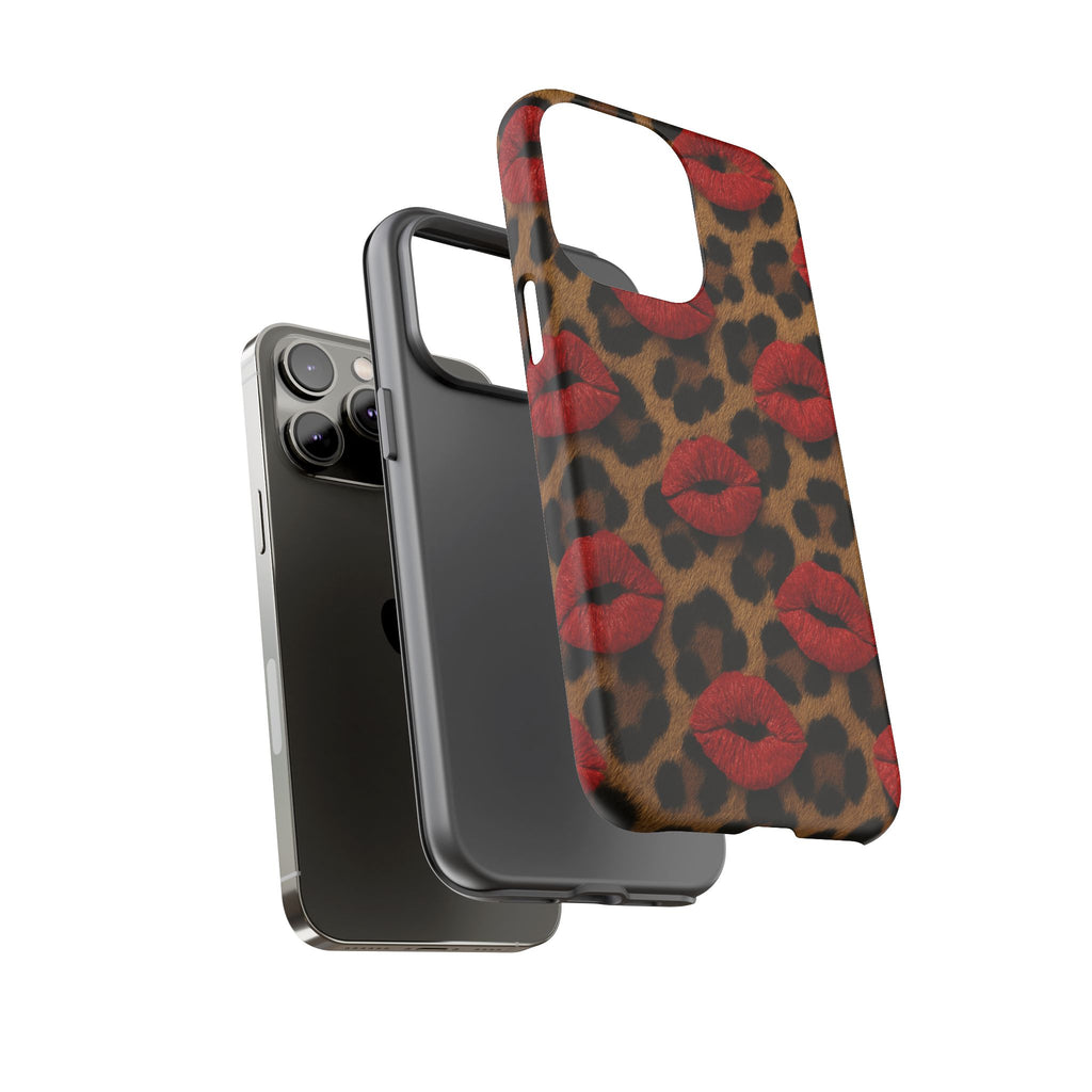 Leopard Kiss Phone Case, Trendy Tough Cases for iPhone, Fashionable Phone Accessory, Stylish Gift for Her, Birthday Present