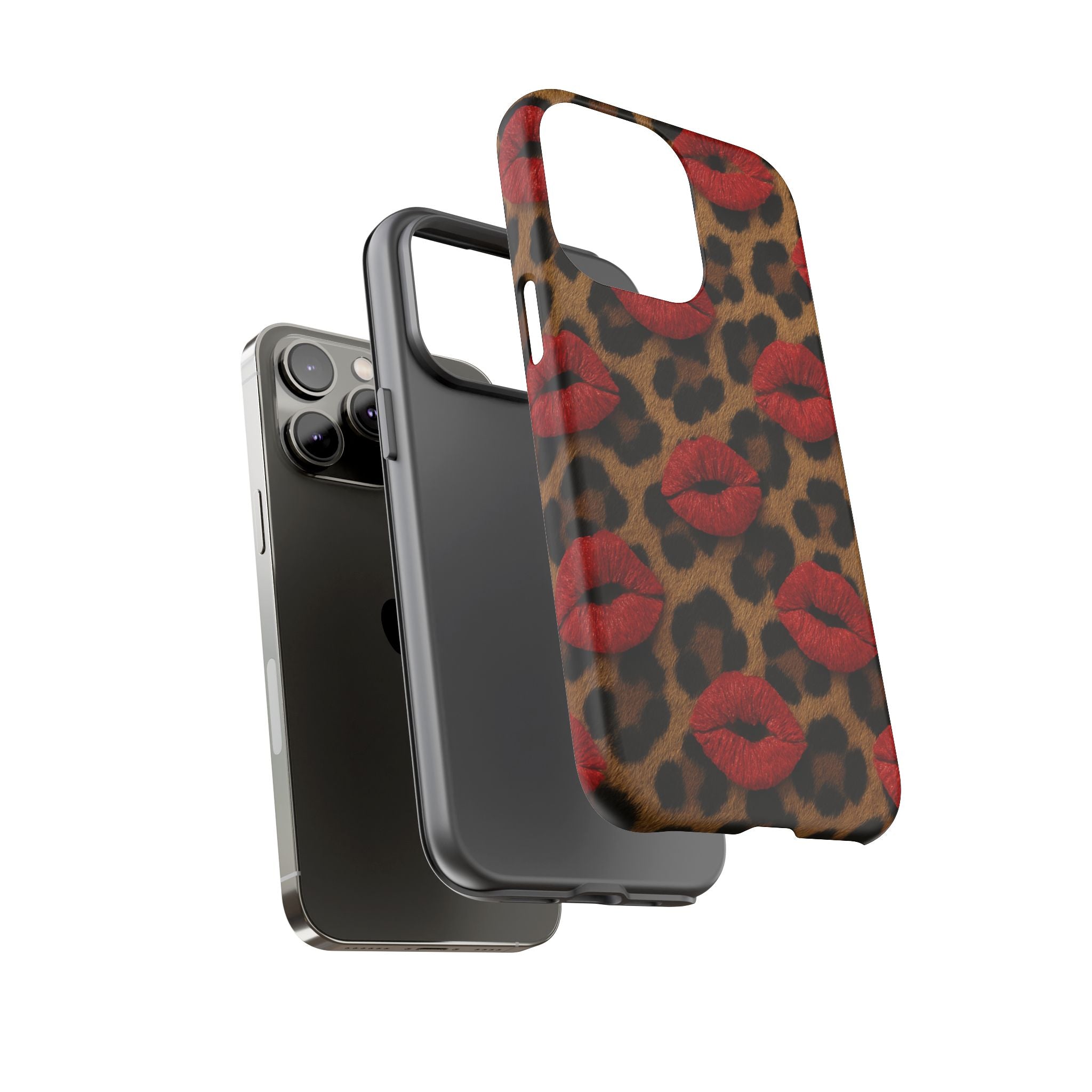 Leopard Kiss Phone Case, Trendy Tough Cases for iPhone, Fashionable Phone Accessory, Stylish Gift for Her, Birthday Present