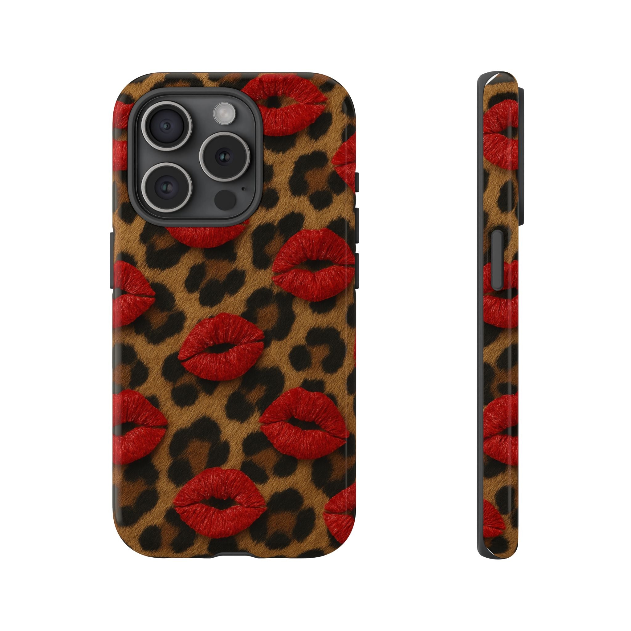 Leopard Kiss Phone Case, Trendy Tough Cases for iPhone, Fashionable Phone Accessory, Stylish Gift for Her, Birthday Present