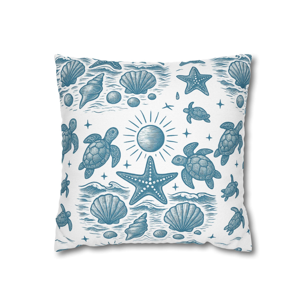 Coastal Turtle Pillowcase, Nautical Home Decor, Summer Vibes Throw Pillow, Beach House Gift, Ocean Theme Room Accent