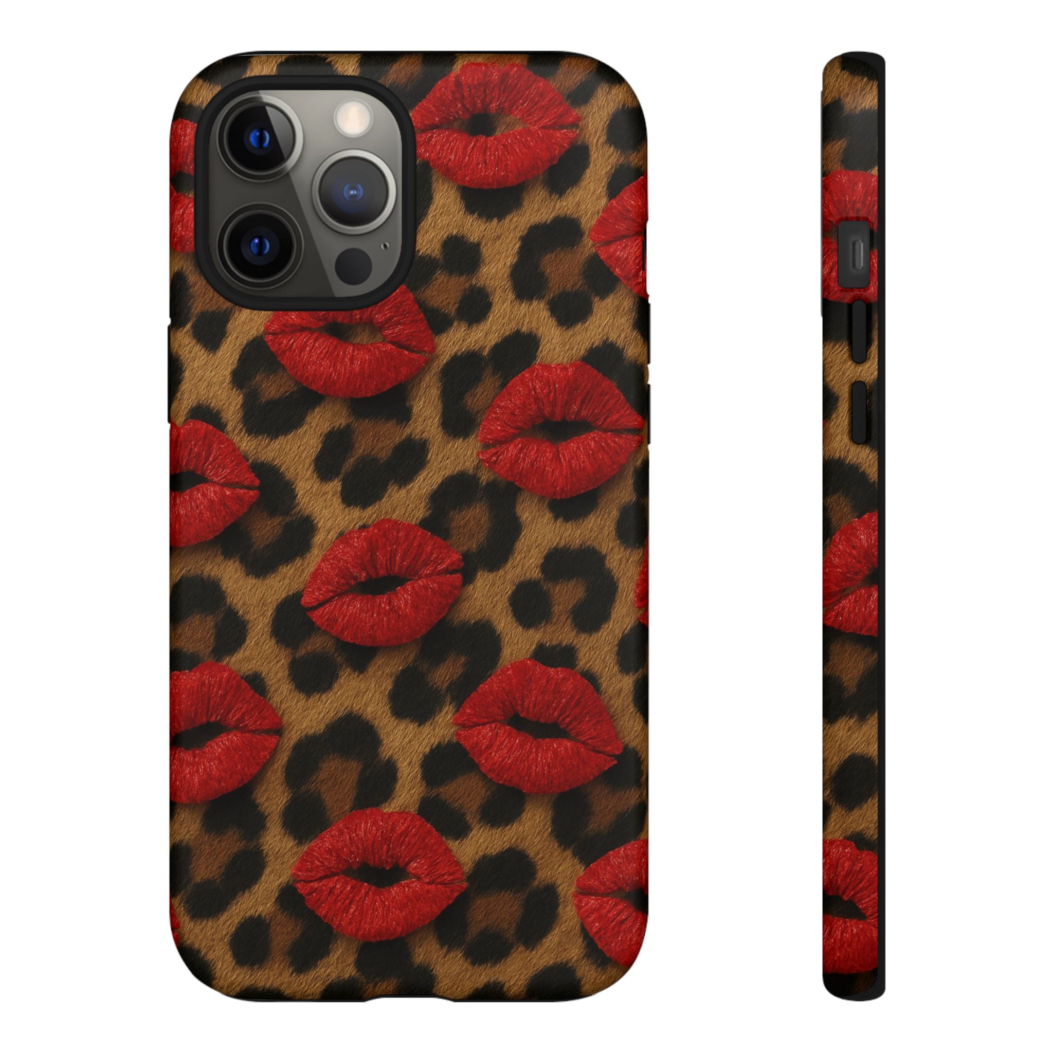Leopard Kiss Phone Case, Trendy Tough Cases for iPhone, Fashionable Phone Accessory, Stylish Gift for Her, Birthday Present
