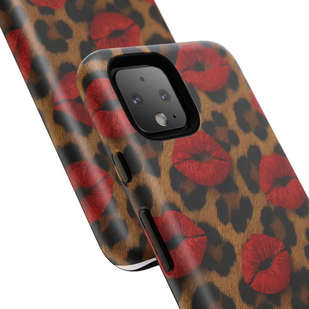 Leopard Kiss Phone Case, Trendy Tough Cases for iPhone, Fashionable Phone Accessory, Stylish Gift for Her, Birthday Present