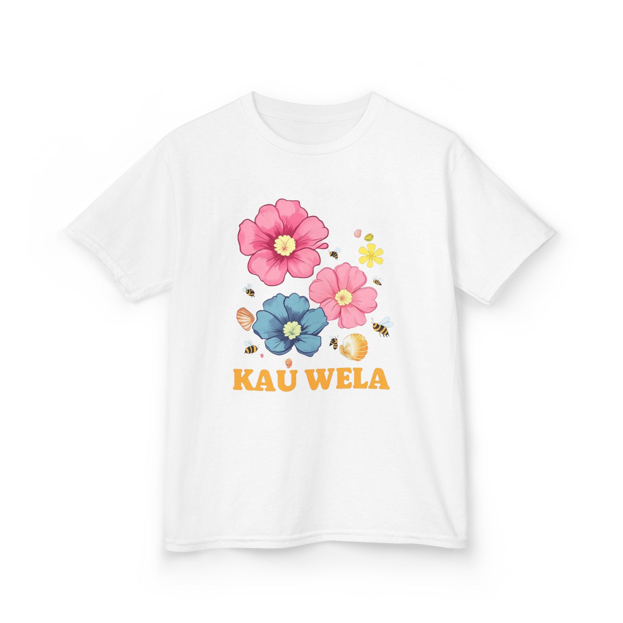 Kids T-Shirt - Summer Flowers Seashells Beach Waves Hawaii