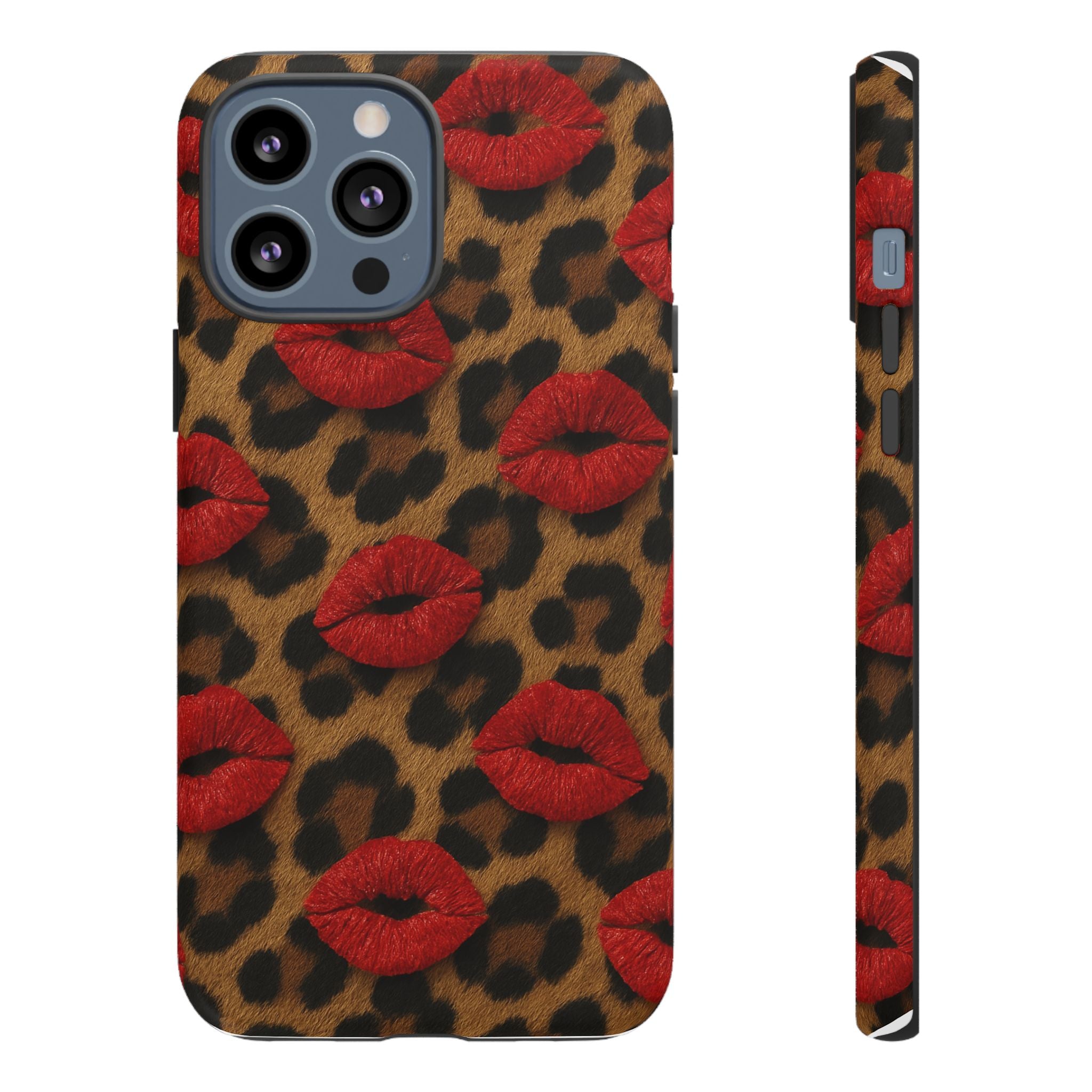 Leopard Kiss Phone Case, Trendy Tough Cases for iPhone, Fashionable Phone Accessory, Stylish Gift for Her, Birthday Present