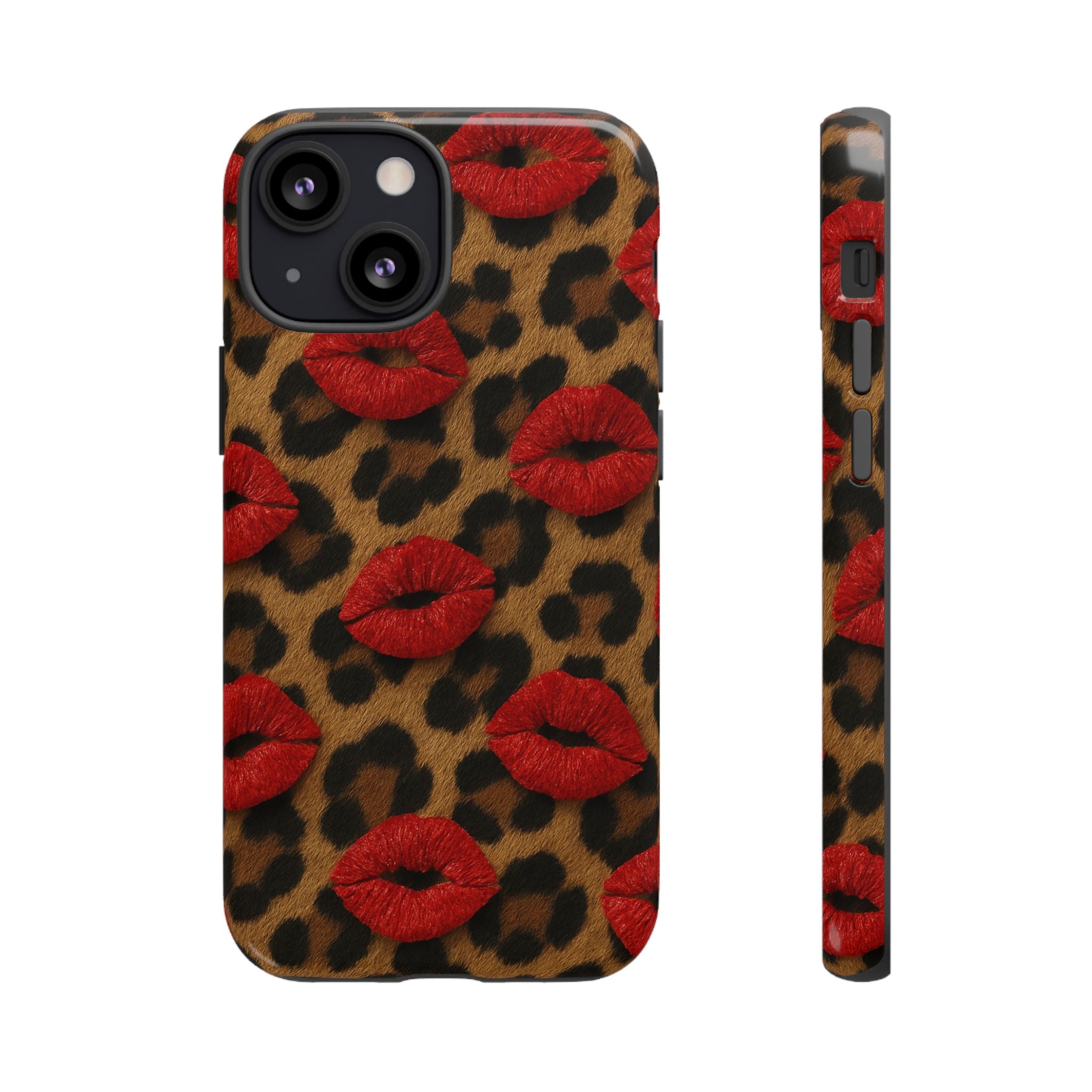 Leopard Kiss Phone Case, Trendy Tough Cases for iPhone, Fashionable Phone Accessory, Stylish Gift for Her, Birthday Present