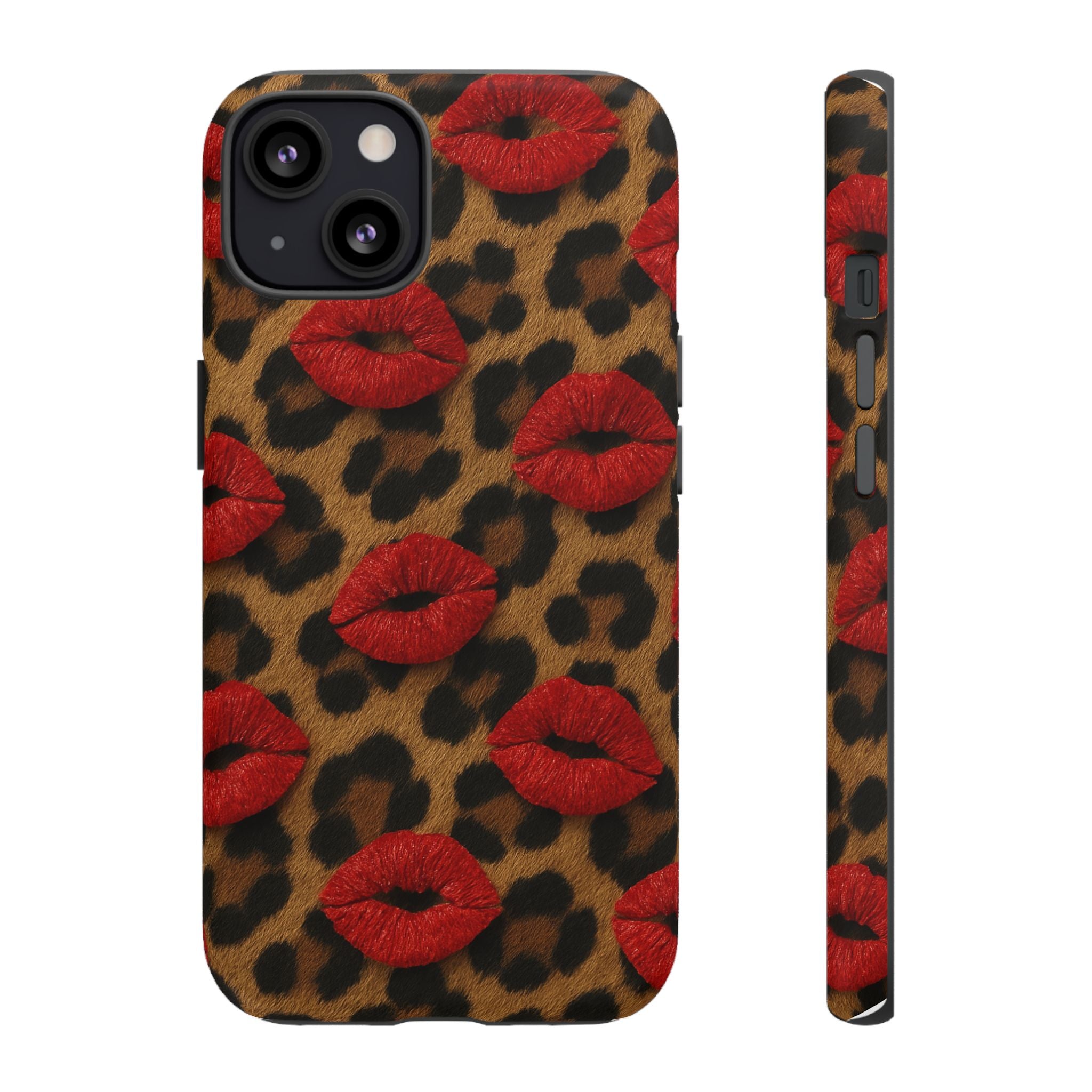 Leopard Kiss Phone Case, Trendy Tough Cases for iPhone, Fashionable Phone Accessory, Stylish Gift for Her, Birthday Present