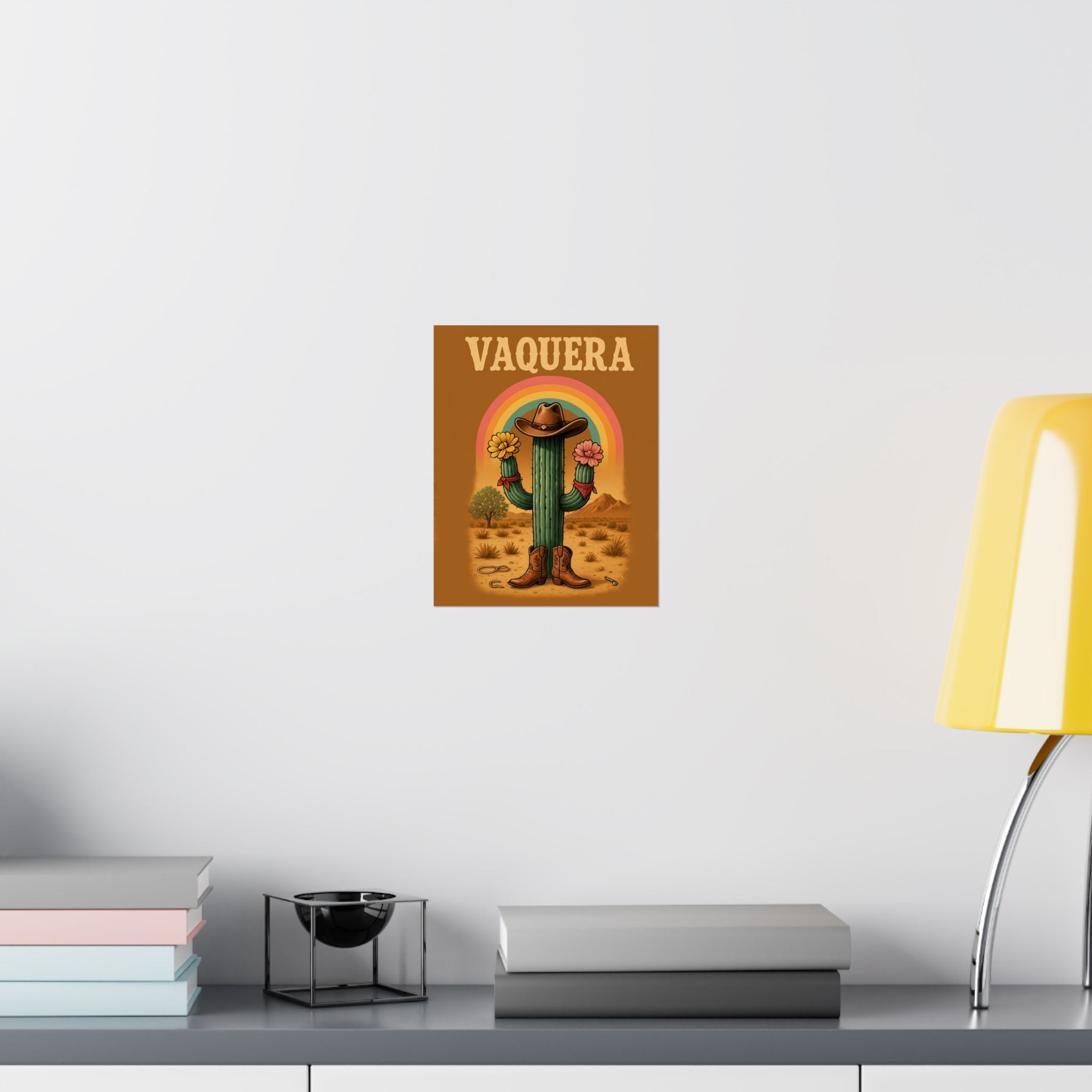 Cowboy Cactus Poster, Boho Home Decor, Southwestern Wall Art, Vaquera Theme, Colorful Saguaro Print