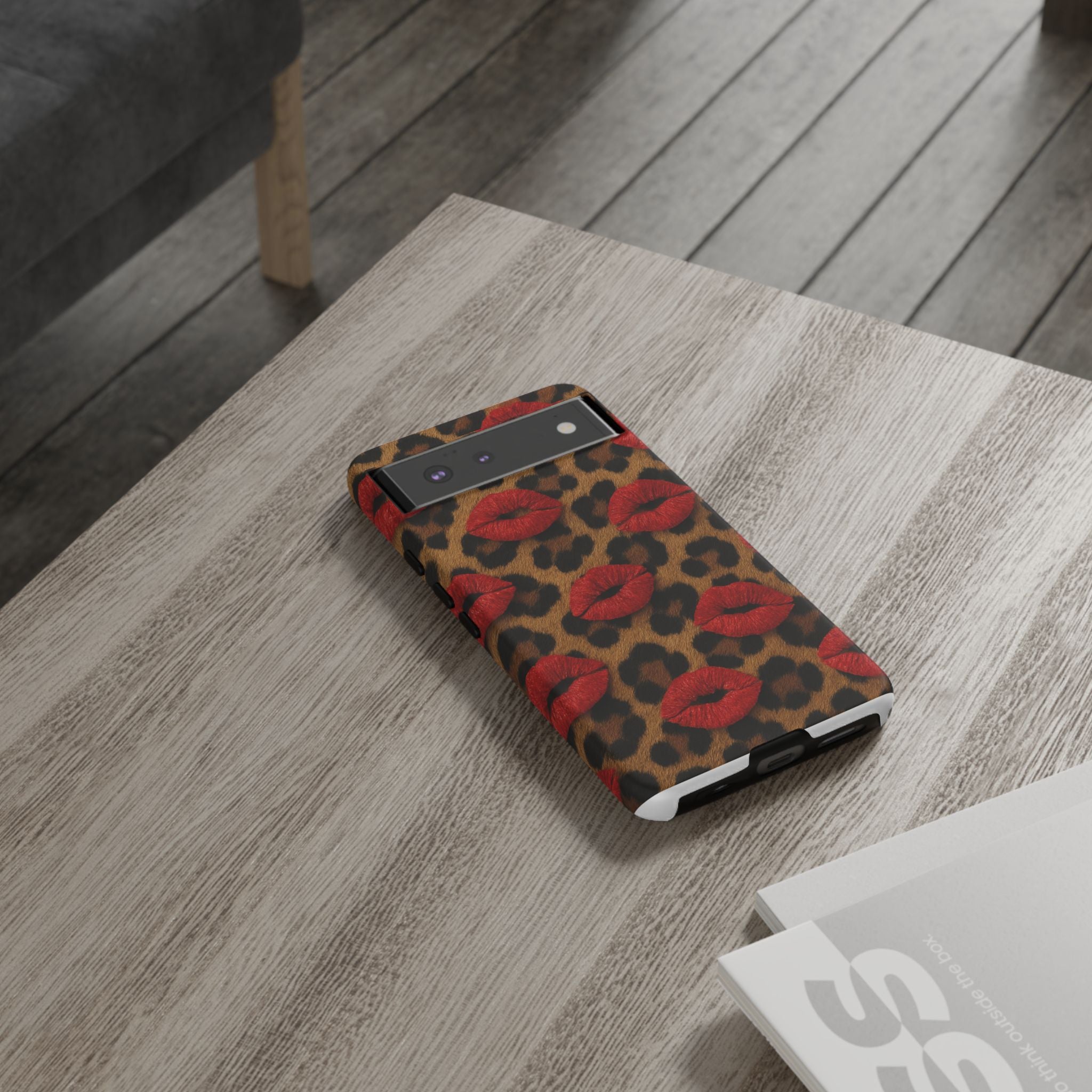 Leopard Kiss Phone Case, Trendy Tough Cases for iPhone, Fashionable Phone Accessory, Stylish Gift for Her, Birthday Present