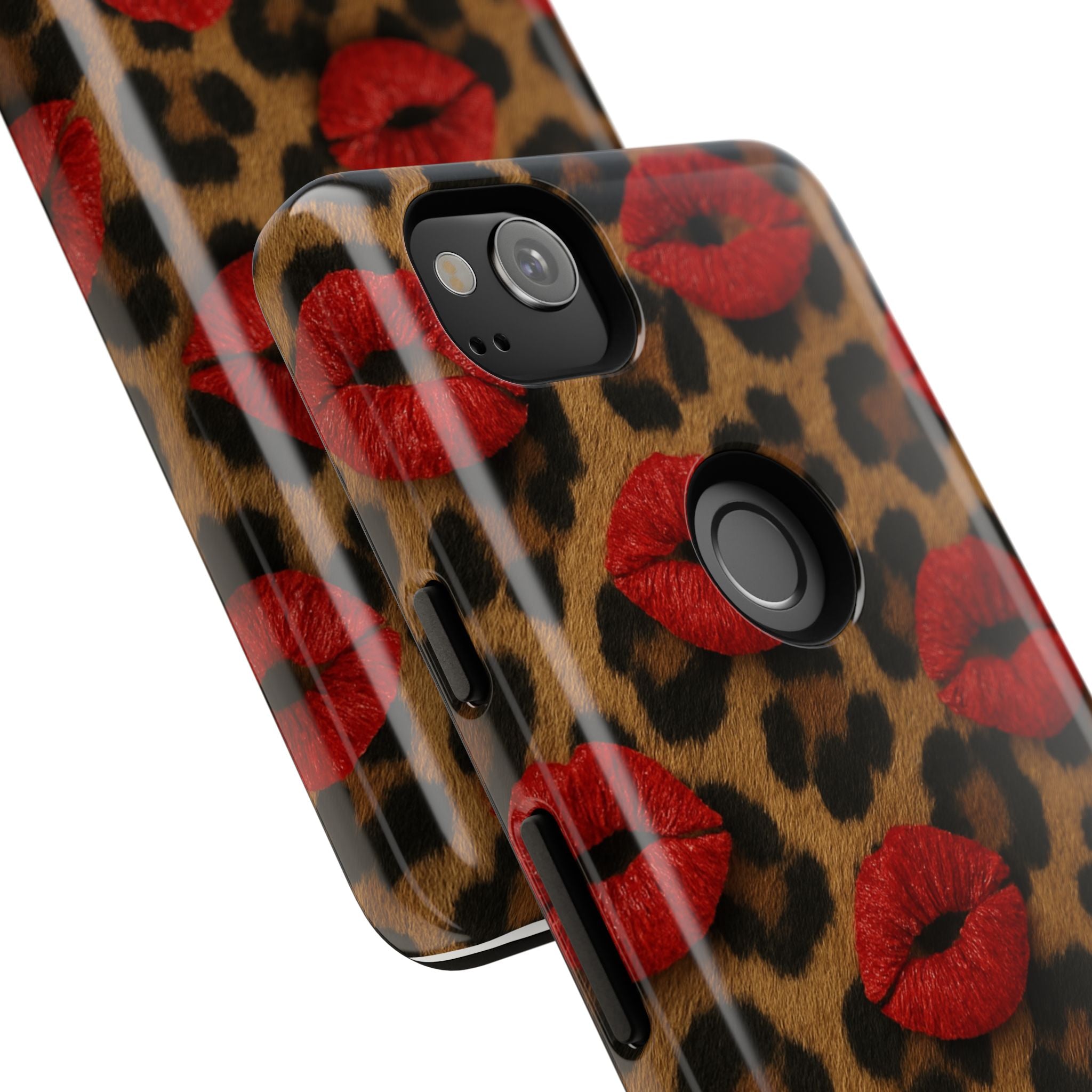 Leopard Kiss Phone Case, Trendy Tough Cases for iPhone, Fashionable Phone Accessory, Stylish Gift for Her, Birthday Present