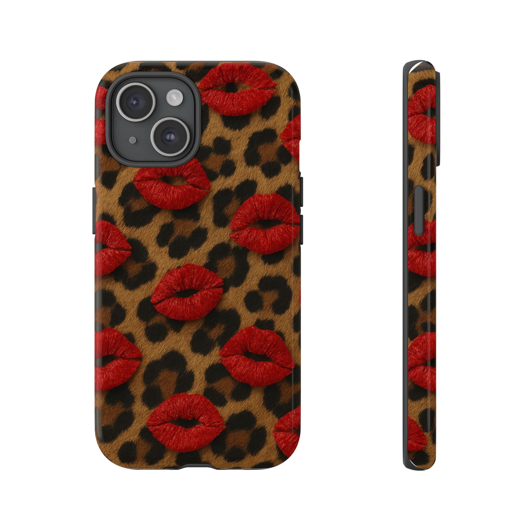 Leopard Kiss Phone Case, Trendy Tough Cases for iPhone, Fashionable Phone Accessory, Stylish Gift for Her, Birthday Present