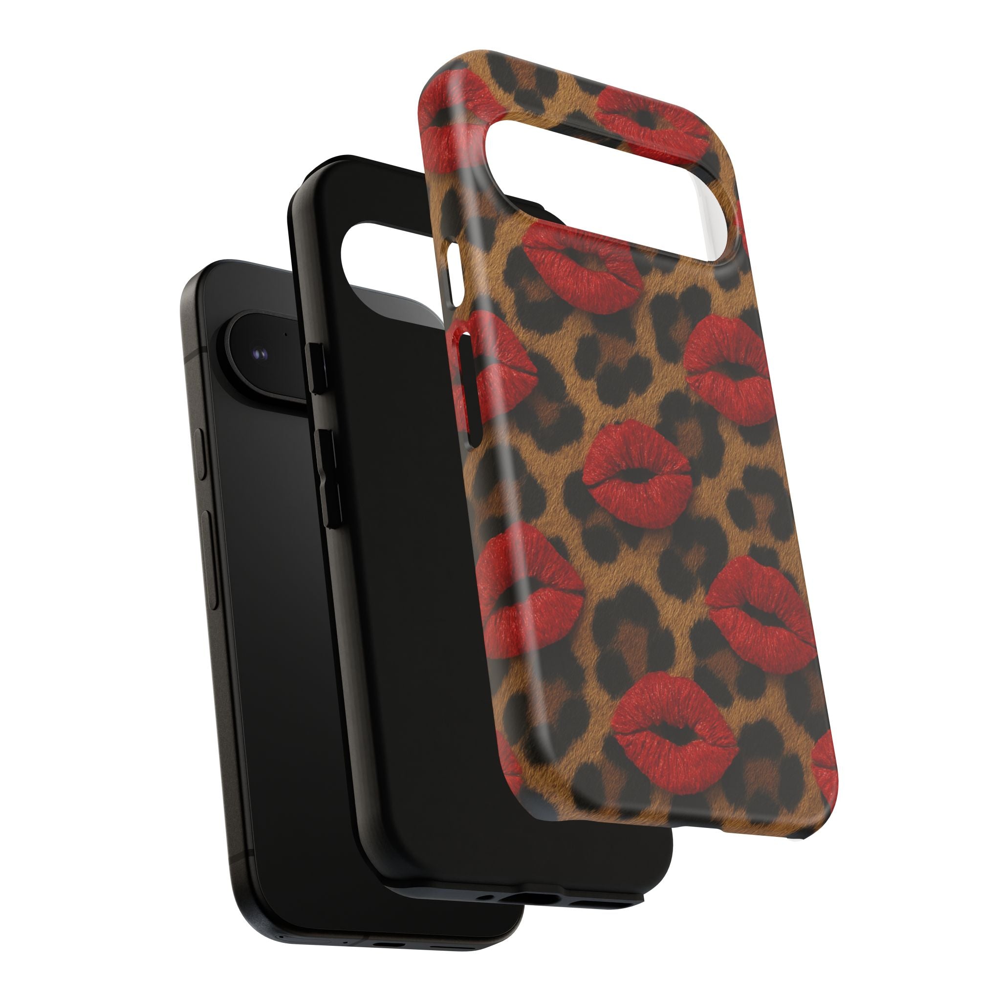 Leopard Kiss Phone Case, Trendy Tough Cases for iPhone, Fashionable Phone Accessory, Stylish Gift for Her, Birthday Present