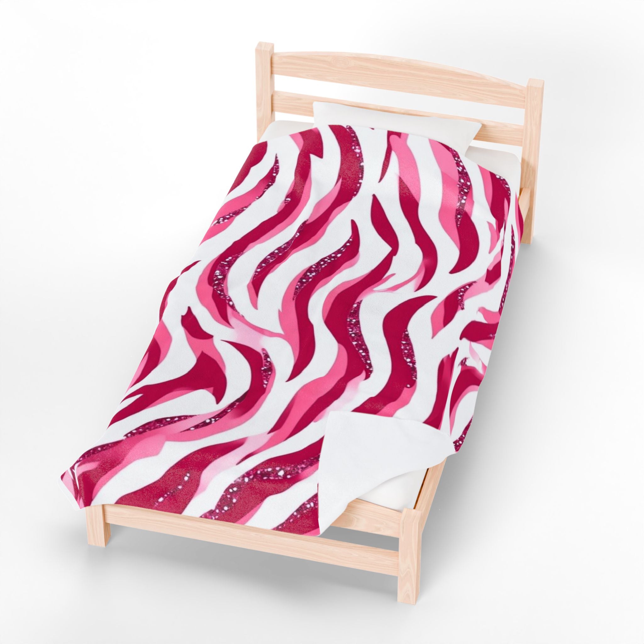 Cozy Velveteen Plush Blanket | Soft Throw for Home, Gift for Her, Couch Decor, Bedroom Comfort, Pink Zebra Design