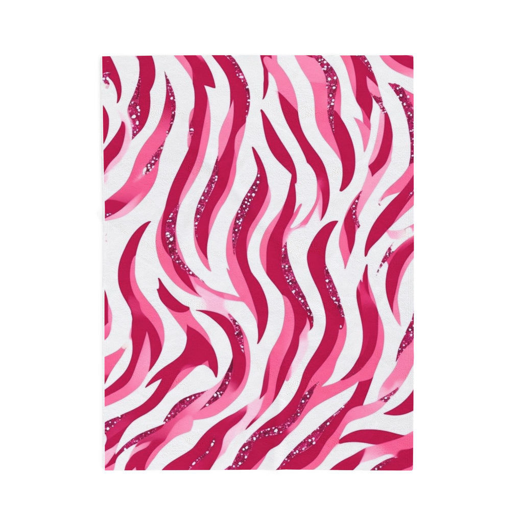 Cozy Velveteen Plush Blanket | Soft Throw for Home, Gift for Her, Couch Decor, Bedroom Comfort, Pink Zebra Design