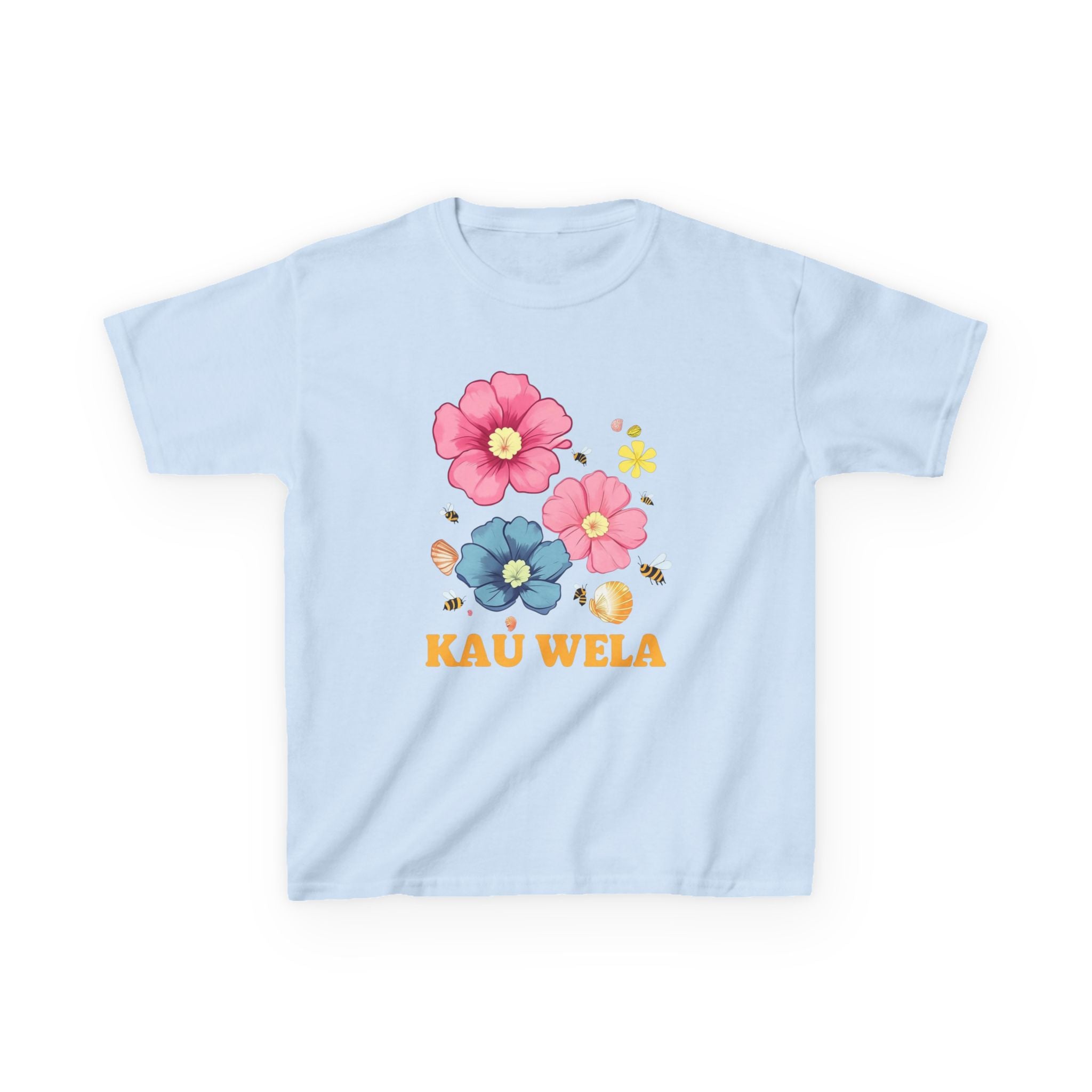 Kids T-Shirt - Summer Flowers Seashells Beach Waves Hawaii