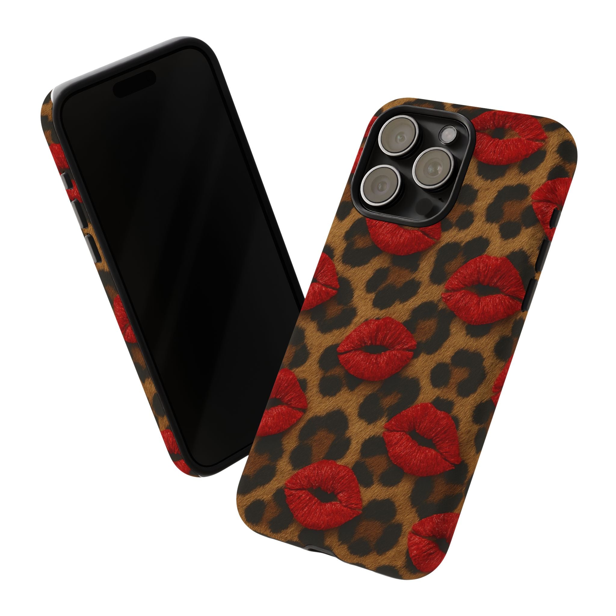 Leopard Kiss Phone Case, Trendy Tough Cases for iPhone, Fashionable Phone Accessory, Stylish Gift for Her, Birthday Present