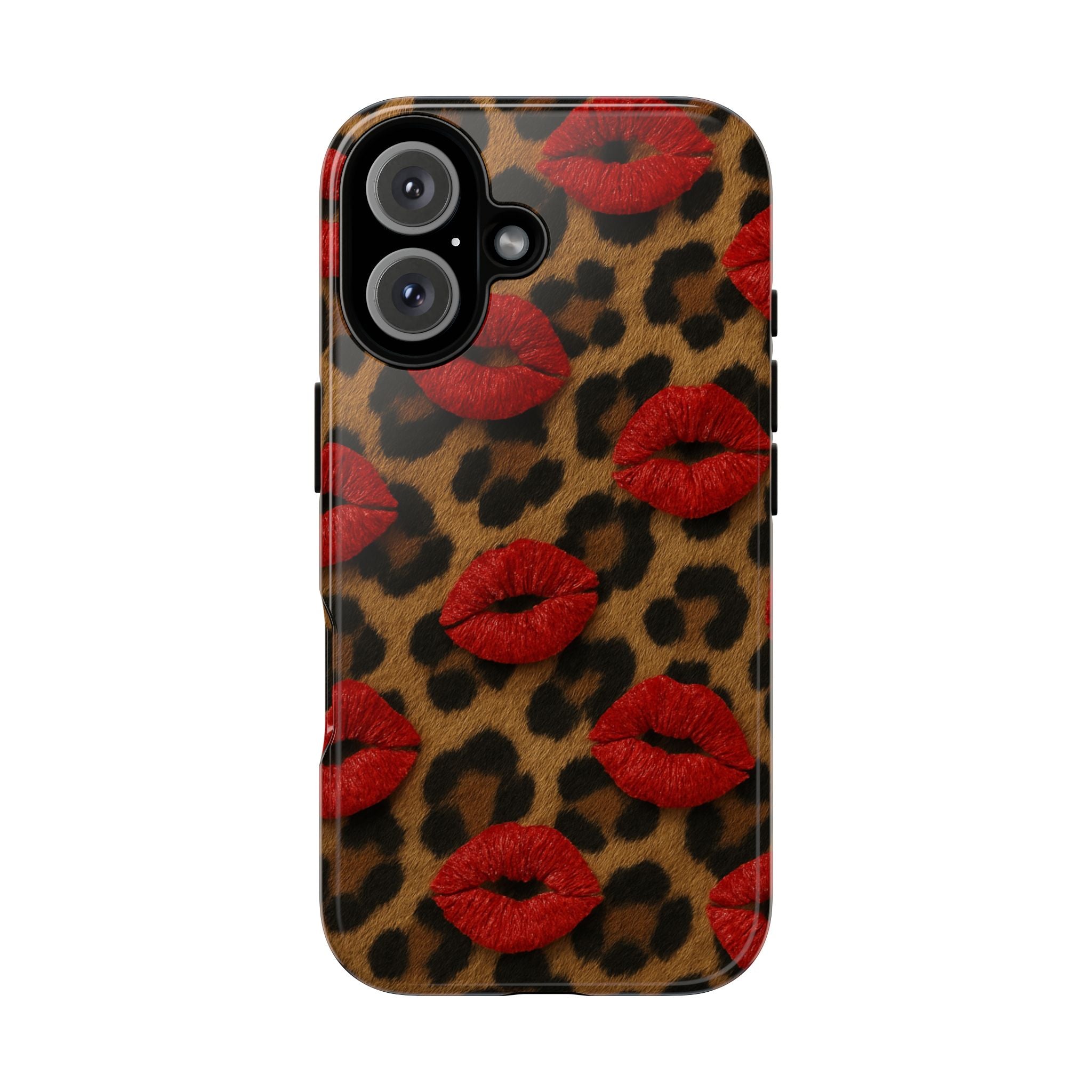 Leopard Kiss Phone Case, Trendy Tough Cases for iPhone, Fashionable Phone Accessory, Stylish Gift for Her, Birthday Present