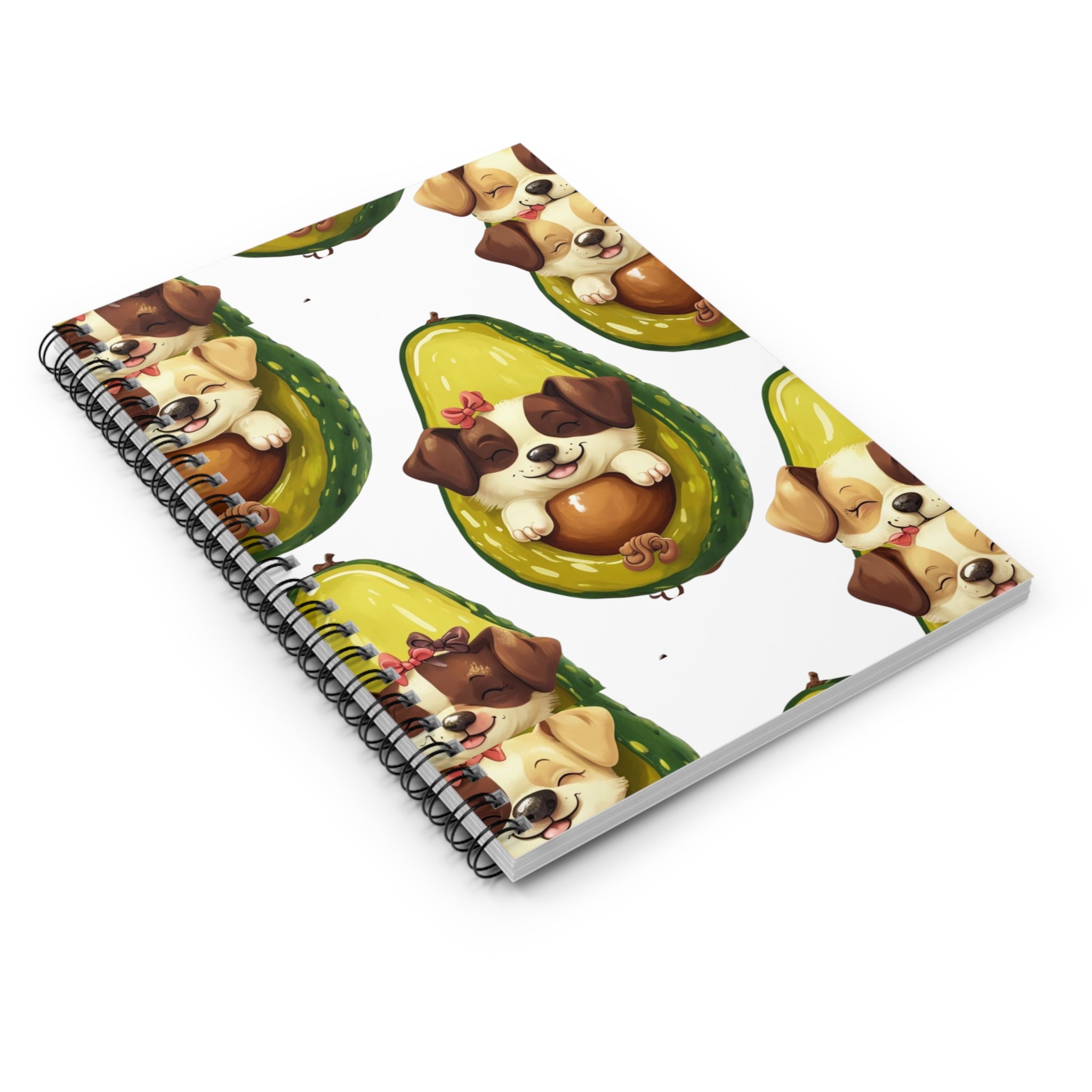 Cute Puppy and Avocado Journal, Dog Lover's Gift, Ruled Line Notebook, Stationery for Pet Owners, Back to School