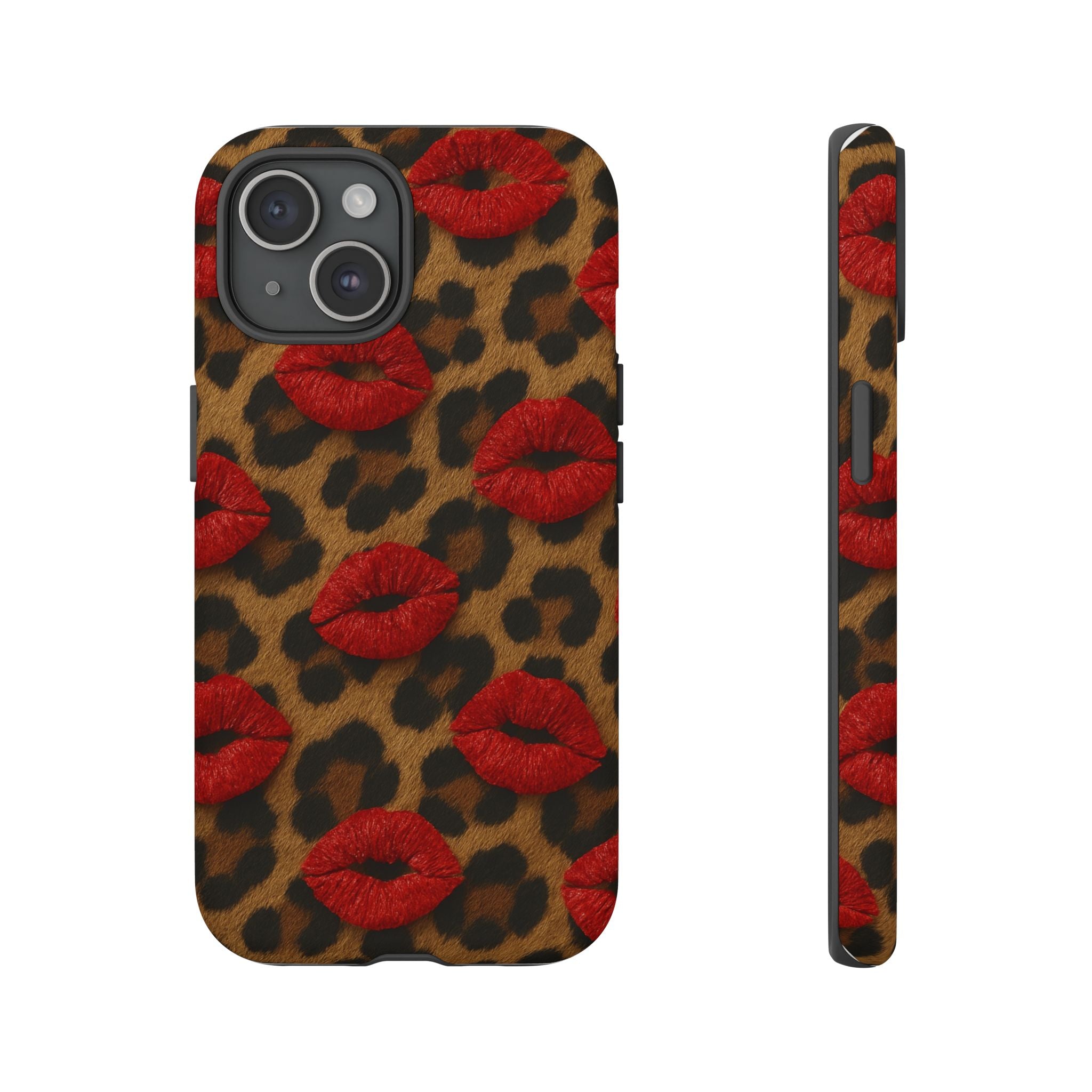 Leopard Kiss Phone Case, Trendy Tough Cases for iPhone, Fashionable Phone Accessory, Stylish Gift for Her, Birthday Present
