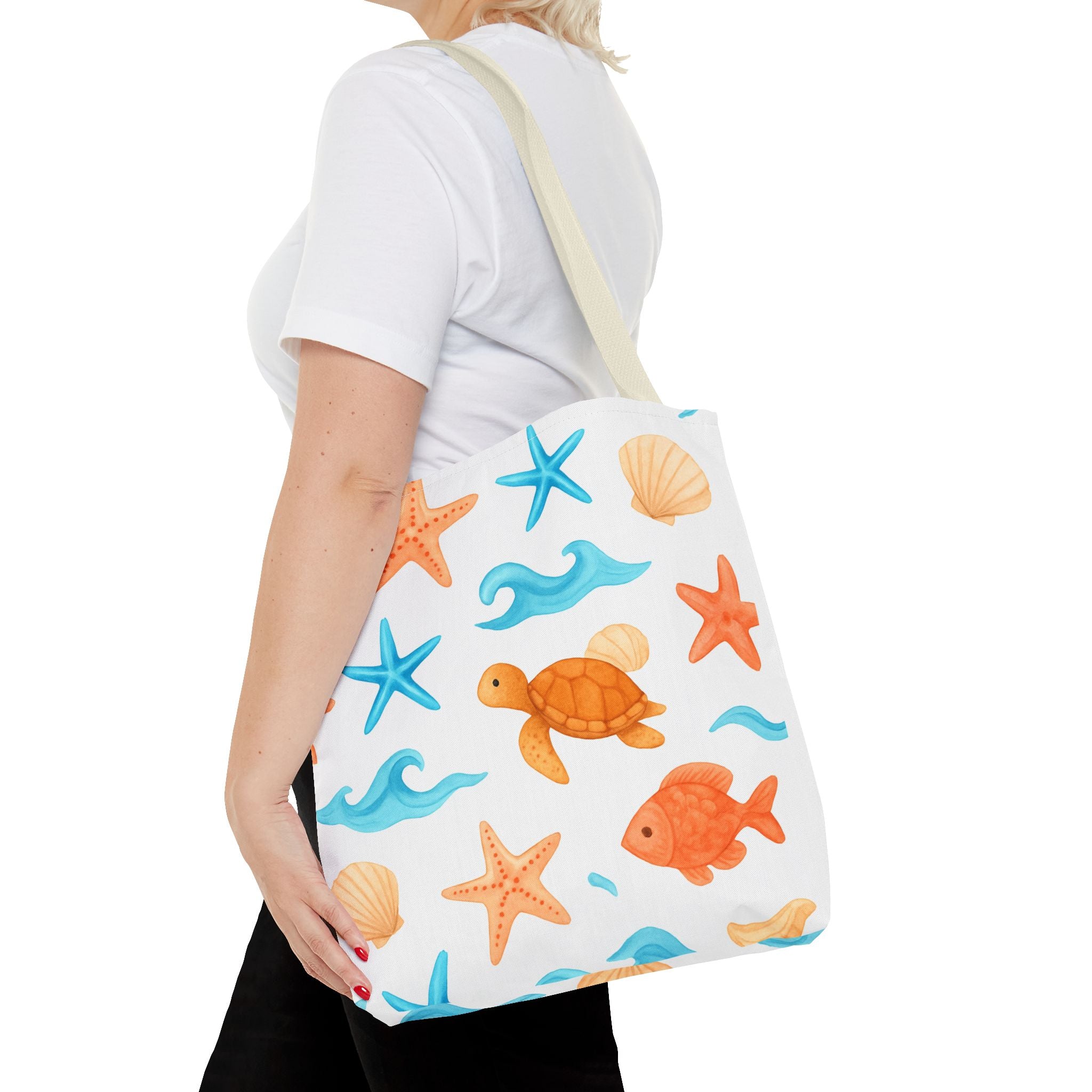 Ocean-Themed Tote Bag - Cute Beach Bag, Summer Accessories, Gift for Ocean Lovers, Lightweight Carryall, Summer Shopping Bag