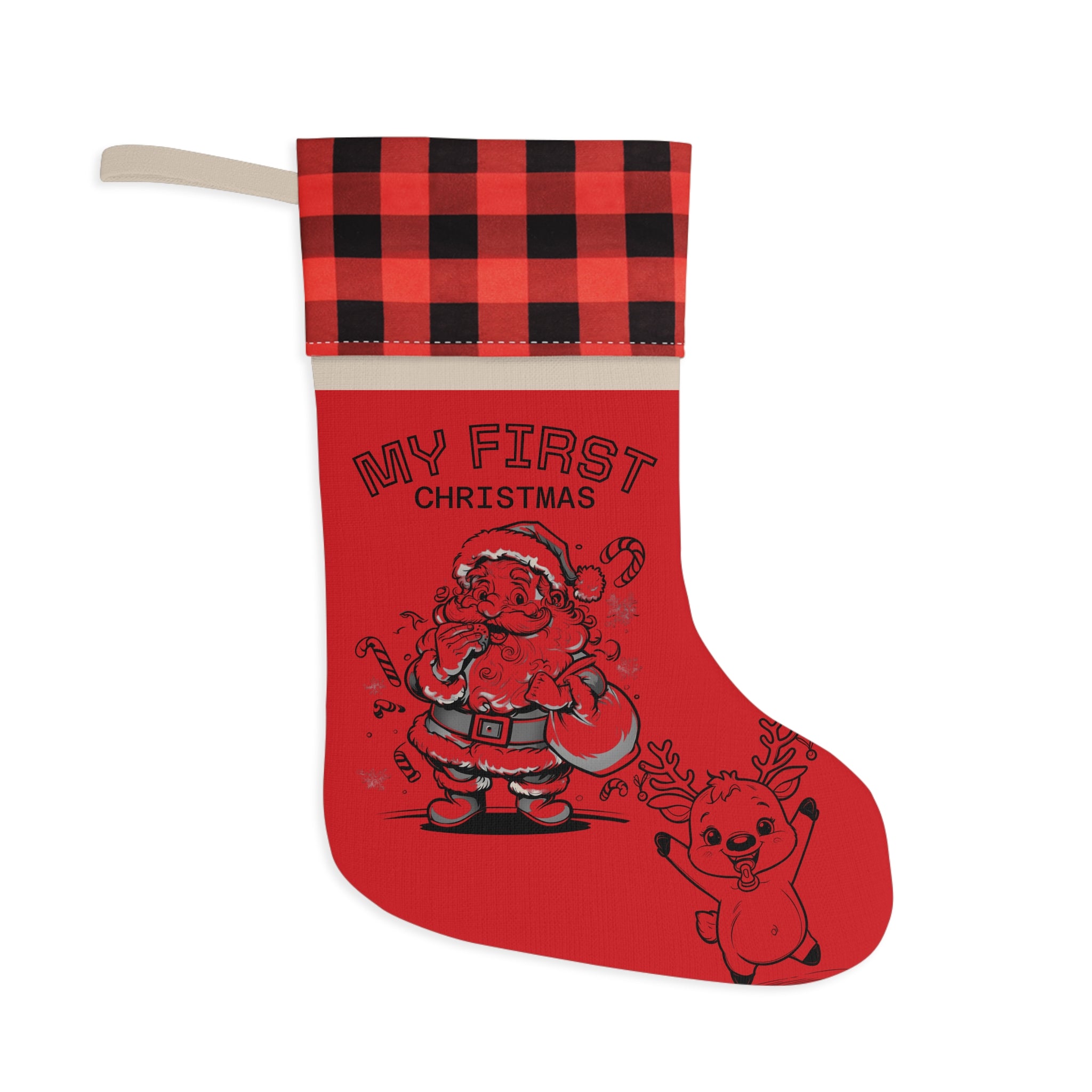 Christmas Stocking Personalized Red Plaid Xmas Decor