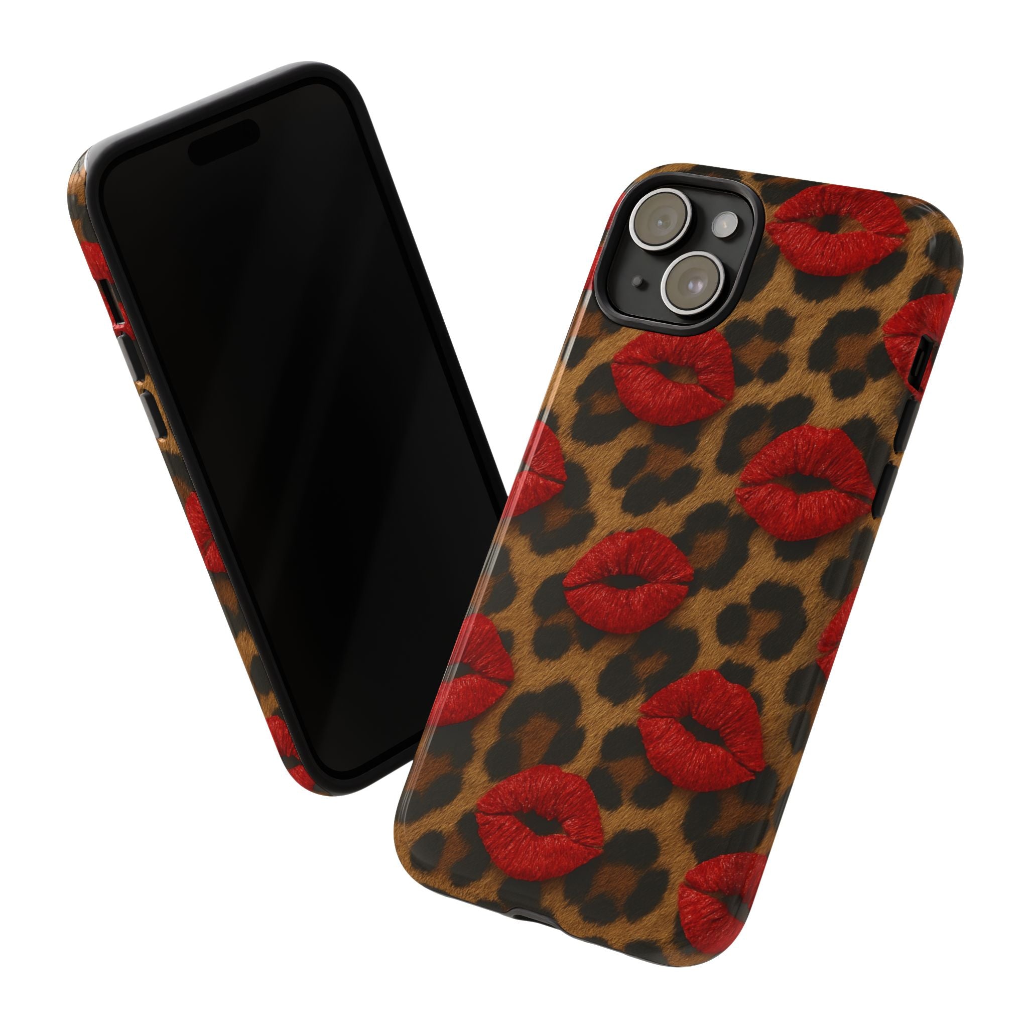 Leopard Kiss Phone Case, Trendy Tough Cases for iPhone, Fashionable Phone Accessory, Stylish Gift for Her, Birthday Present