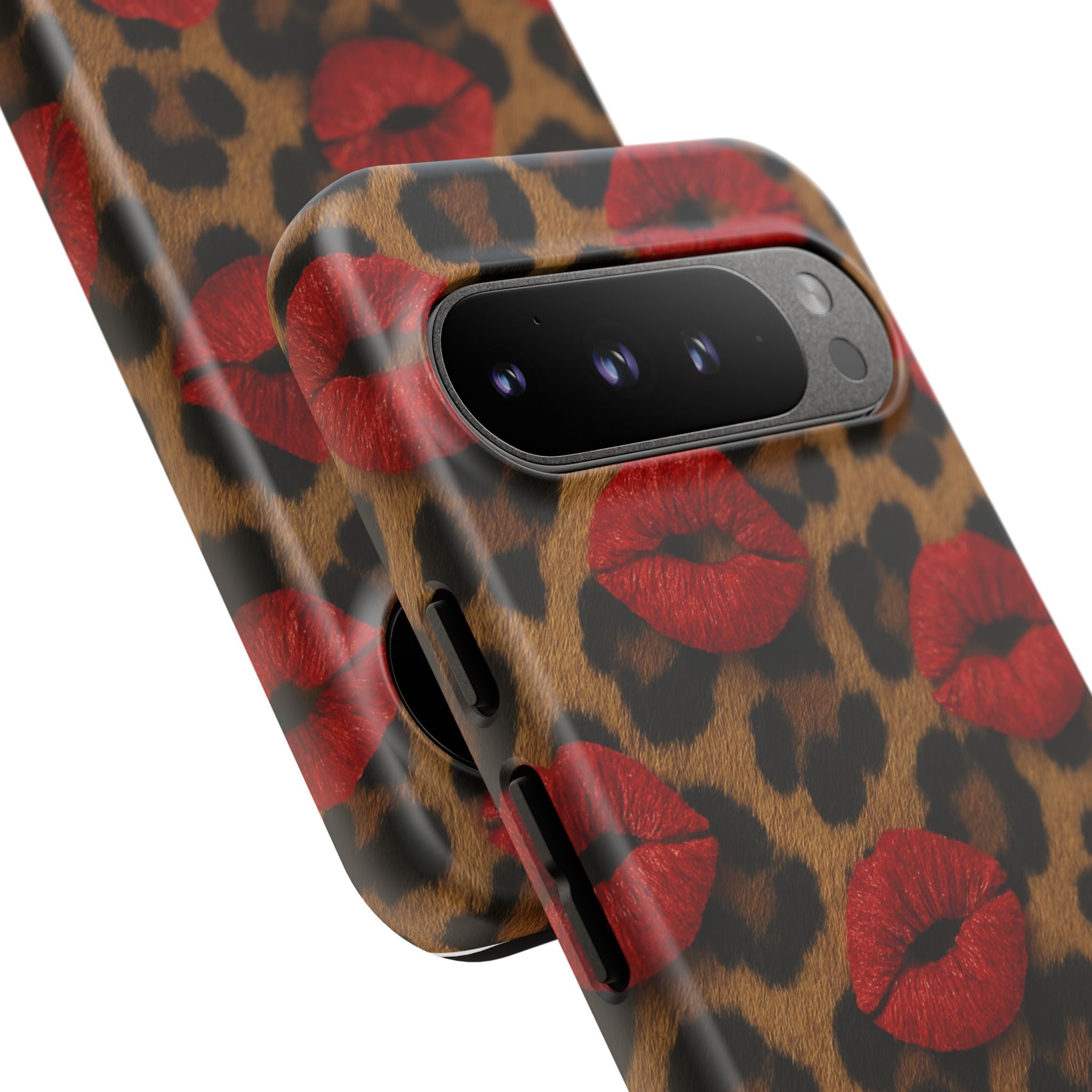 Leopard Kiss Phone Case, Trendy Tough Cases for iPhone, Fashionable Phone Accessory, Stylish Gift for Her, Birthday Present
