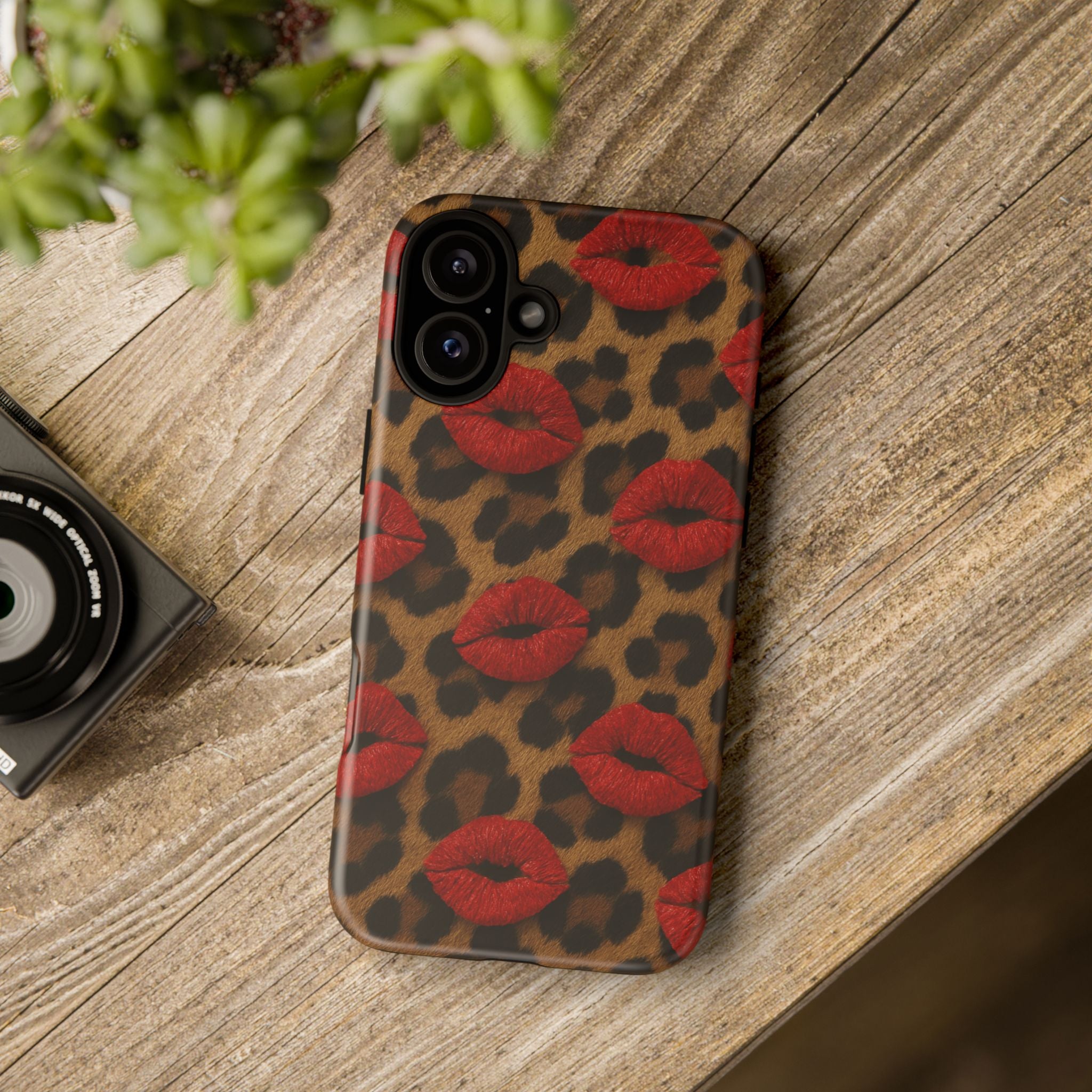 Leopard Kiss Phone Case, Trendy Tough Cases for iPhone, Fashionable Phone Accessory, Stylish Gift for Her, Birthday Present