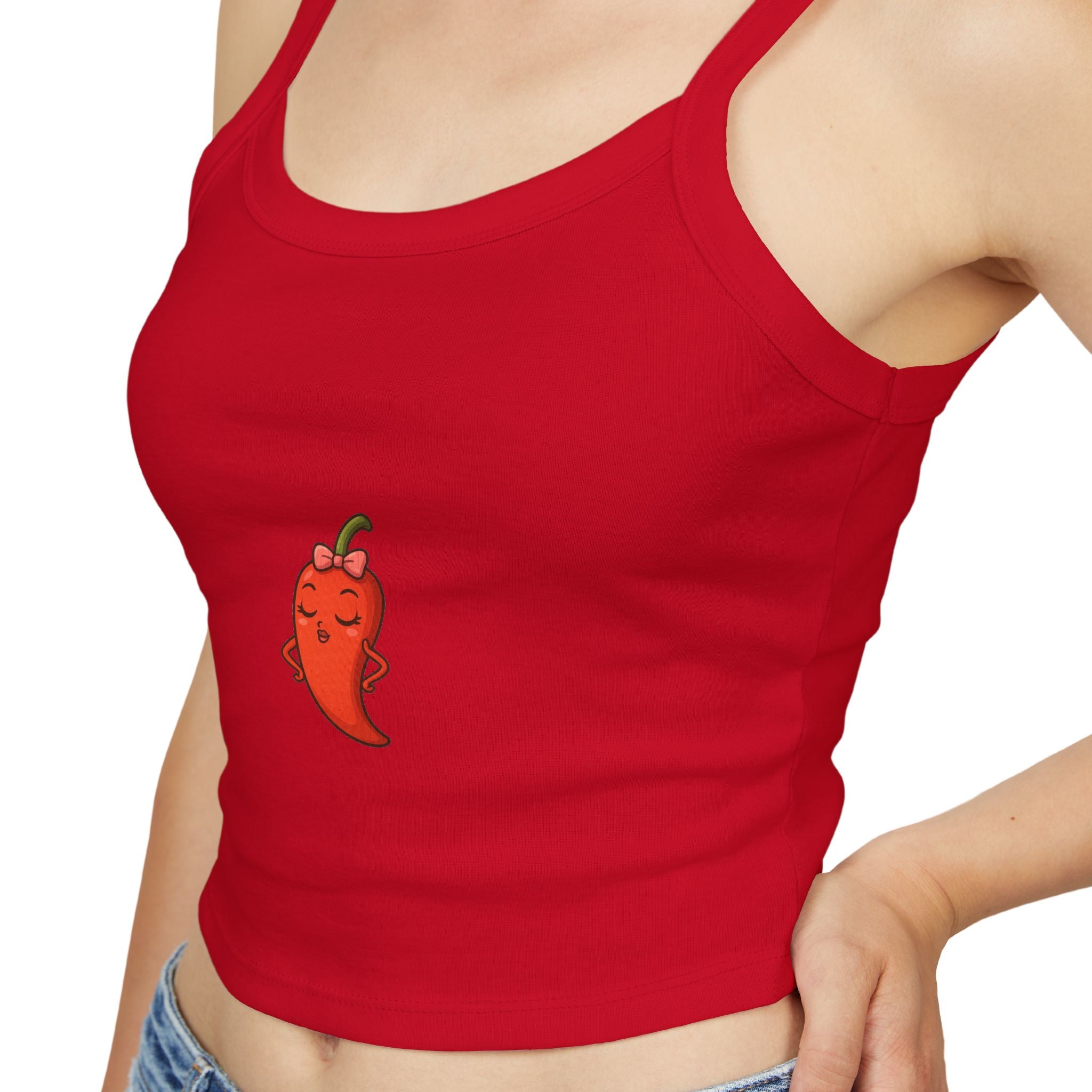 Cute Chili Pepper Women's Tank Top, Summer Fashion, Gift for Her, Casual Outfit, Trendy Sleeveless Top, Spaghetti Strap Shirt