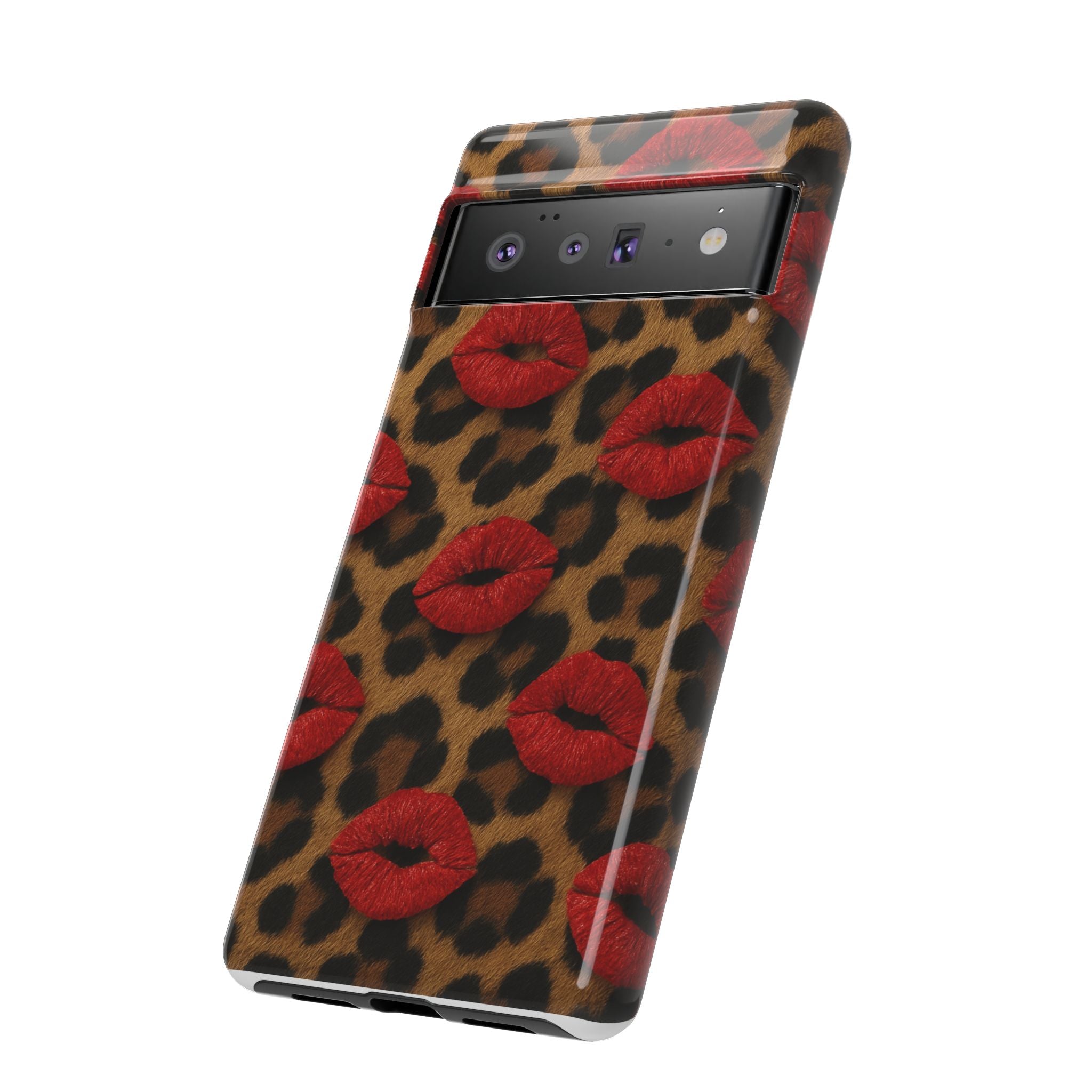 Leopard Kiss Phone Case, Trendy Tough Cases for iPhone, Fashionable Phone Accessory, Stylish Gift for Her, Birthday Present