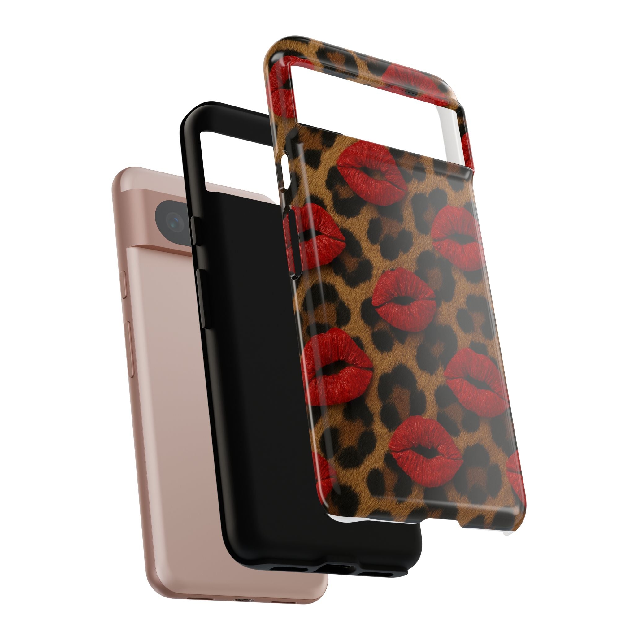 Leopard Kiss Phone Case, Trendy Tough Cases for iPhone, Fashionable Phone Accessory, Stylish Gift for Her, Birthday Present